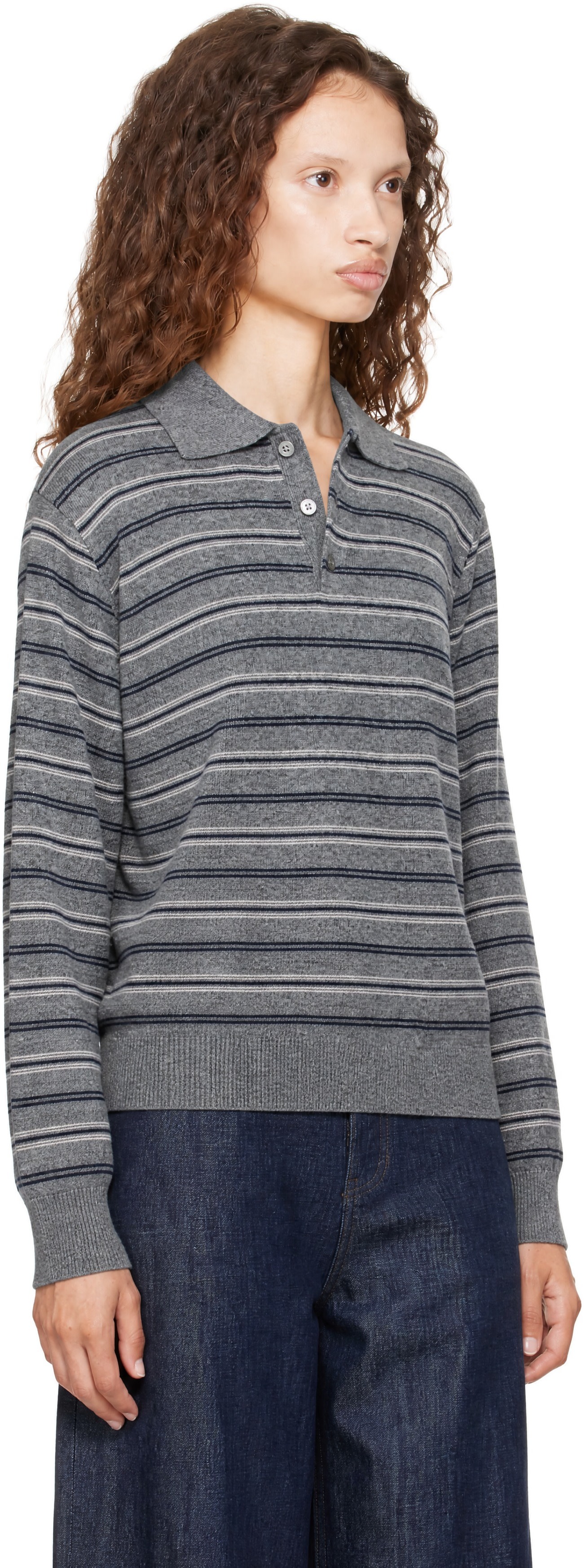Dunst - Gray Collared Striped Sweater