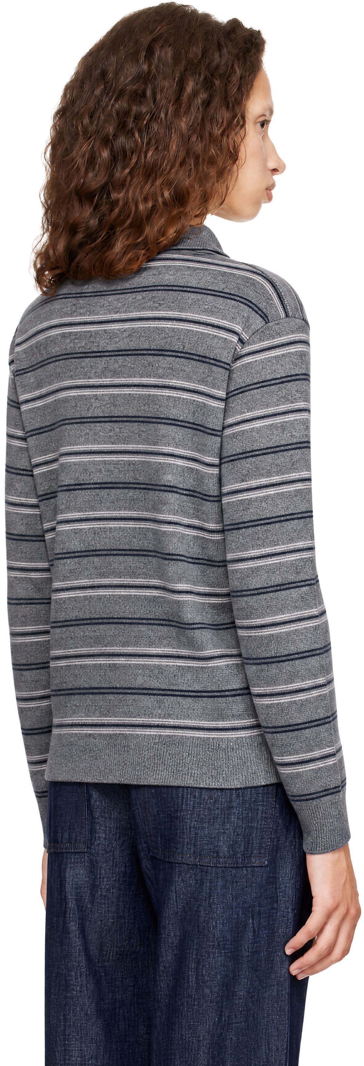 Dunst - Gray Collared Striped Sweater