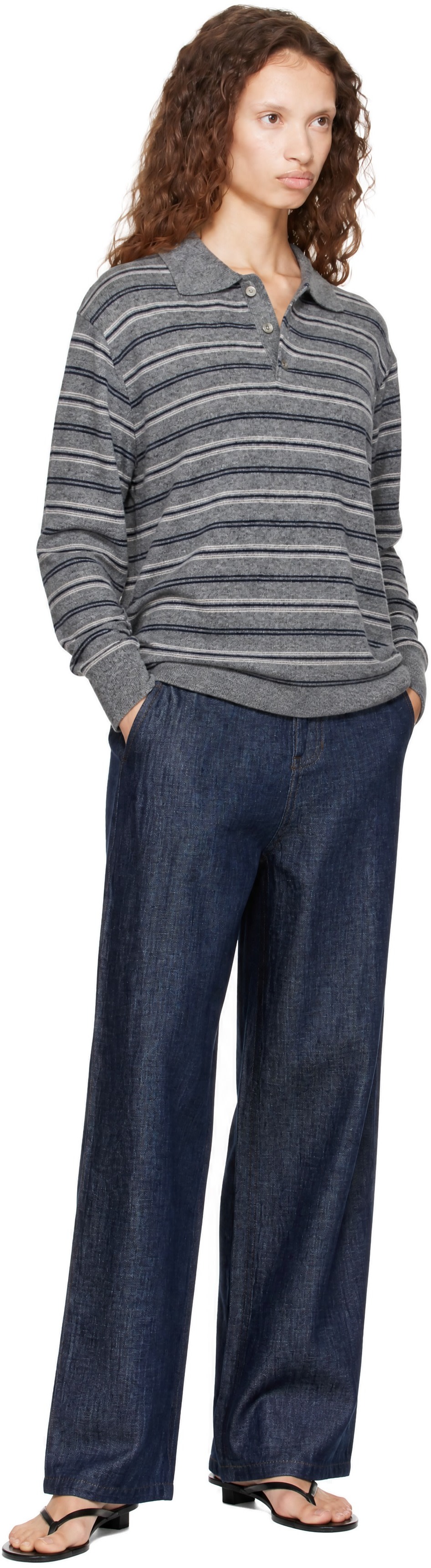 Dunst - Gray Collared Striped Sweater