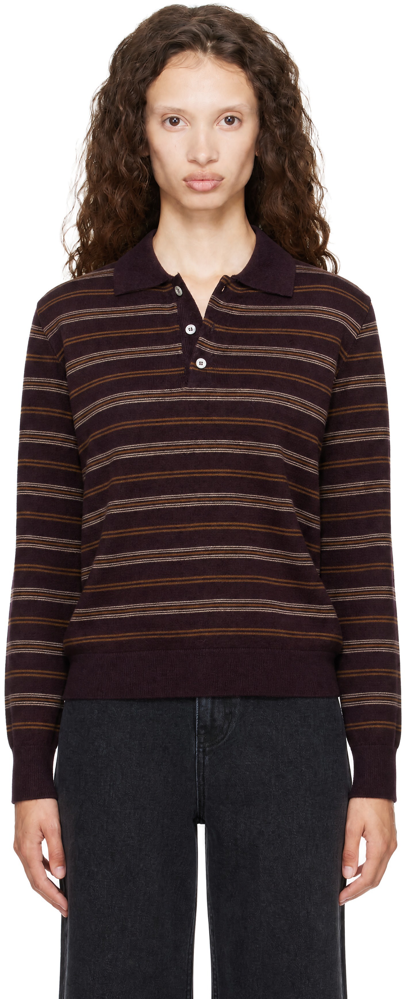Dunst - Brown Collared Striped Sweater