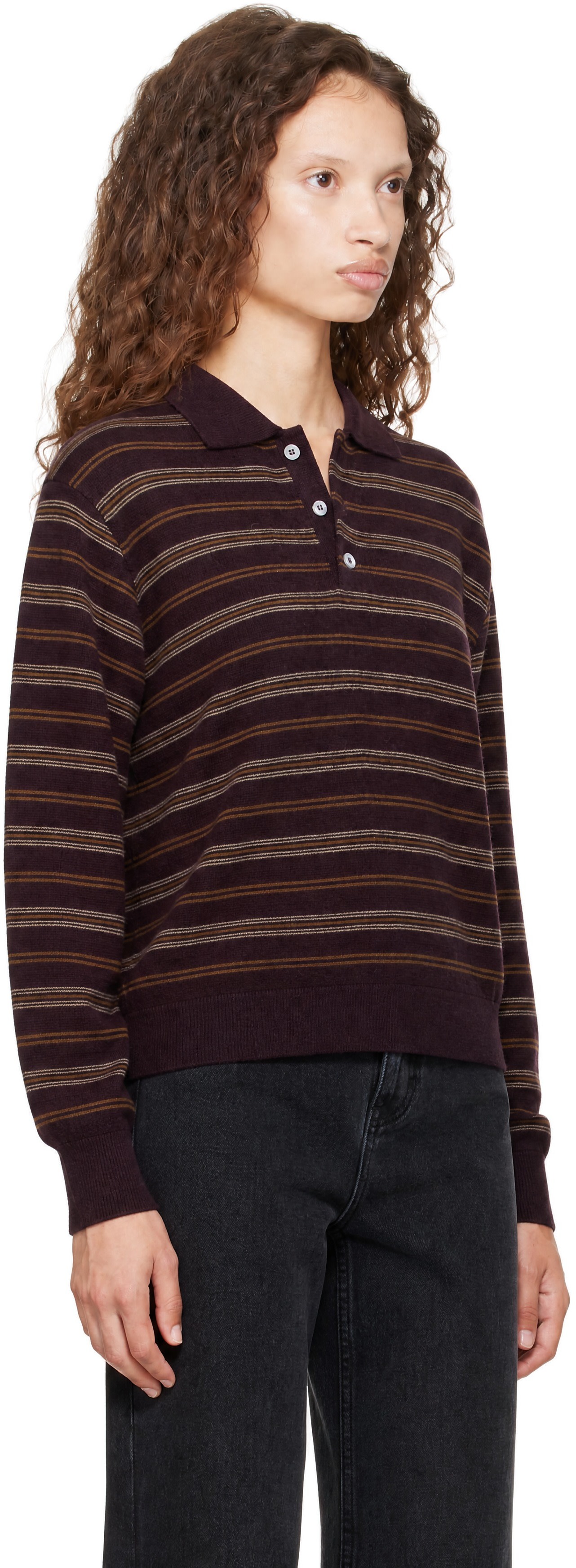 Dunst - Brown Collared Striped Sweater