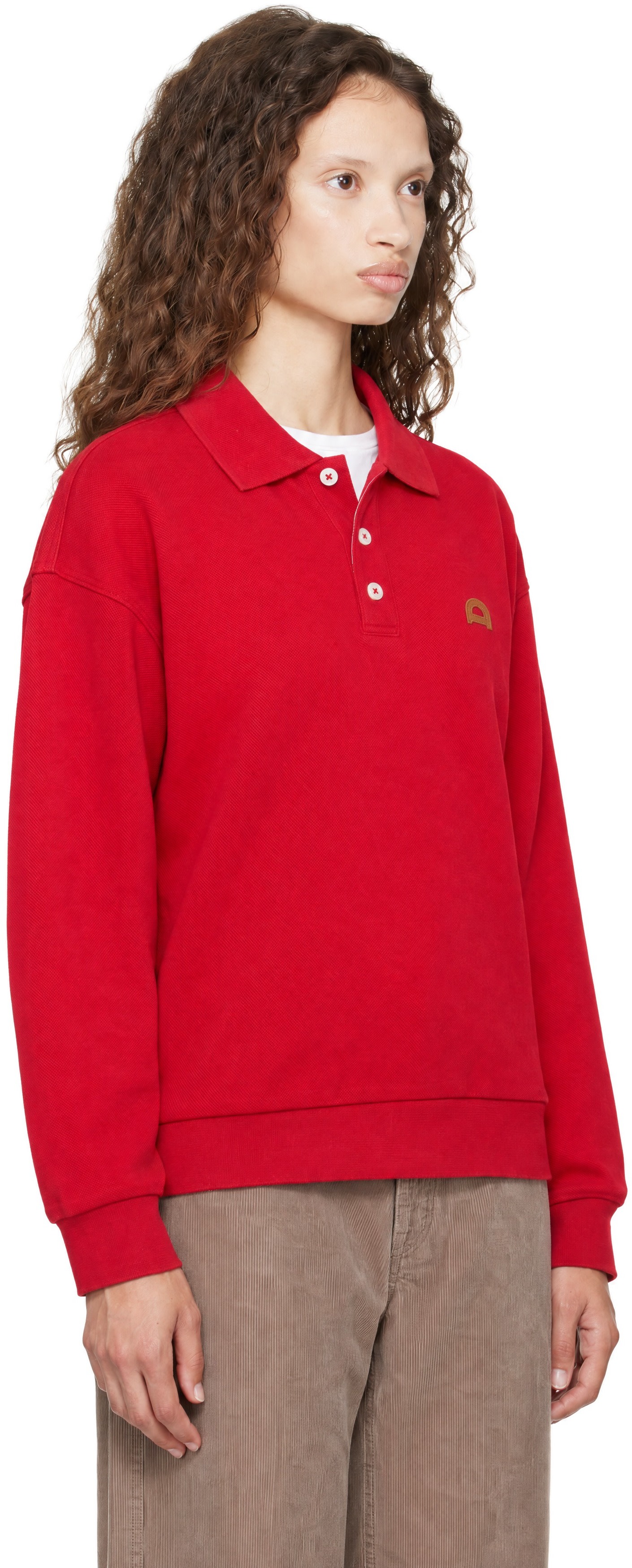 Dunst - Red Leather Logo Collared Polo