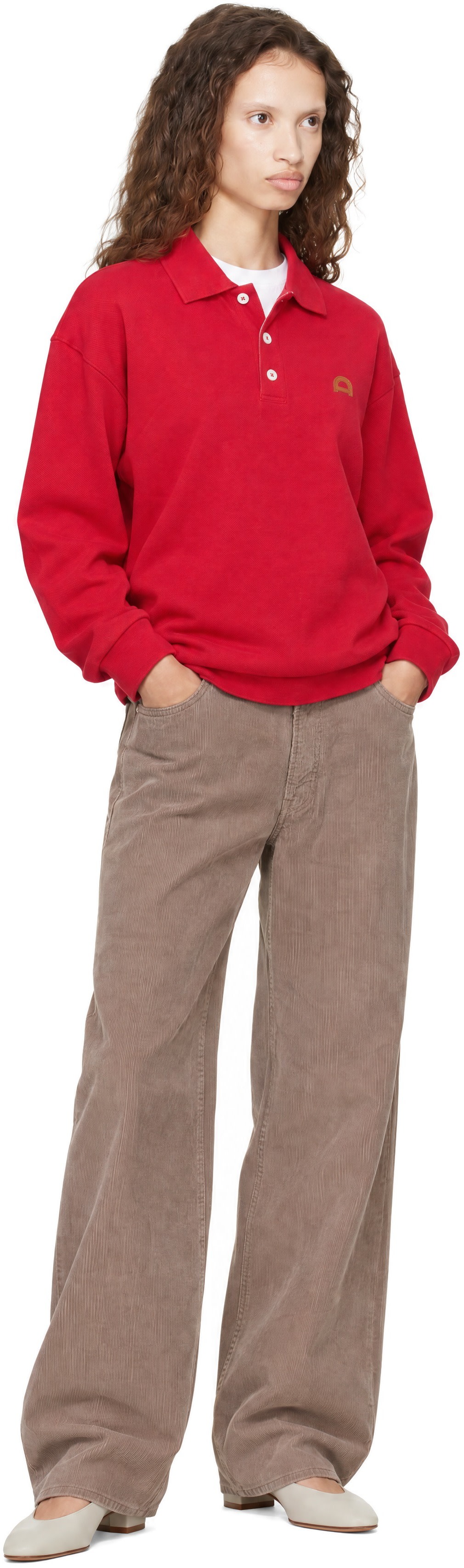 Dunst - Red Leather Logo Collared Polo