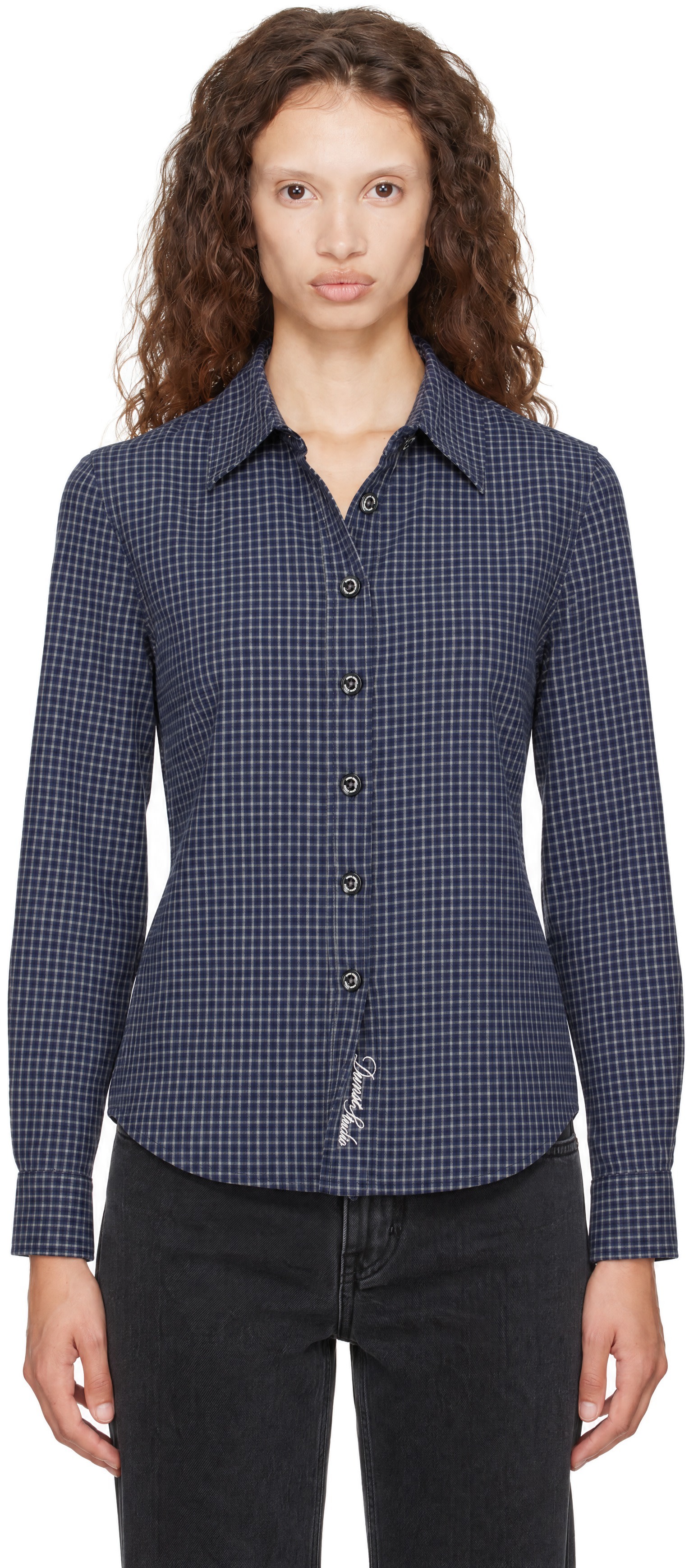 Dunst - Navy Essential Slim Checked Shirt