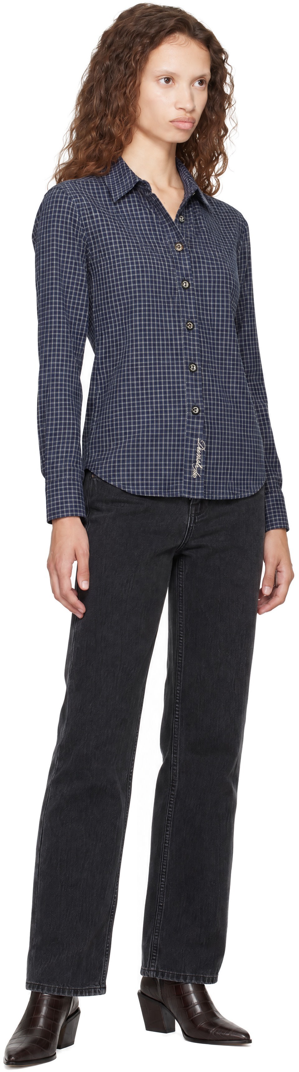 Dunst - Navy Essential Slim Checked Shirt