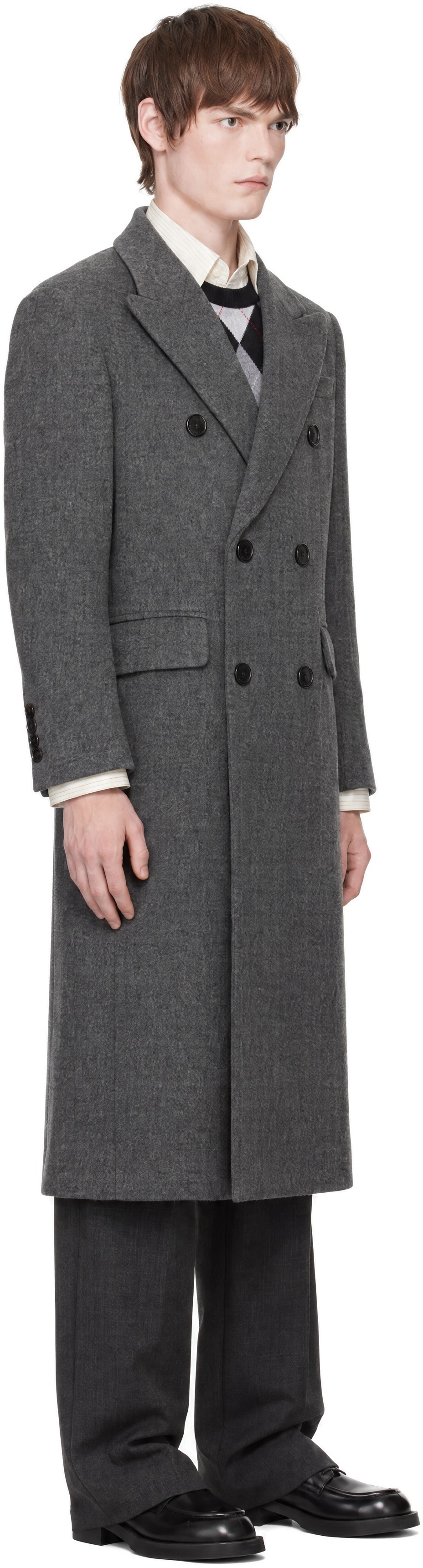Dunst - Gray Tailored Double-Breasted Cashmere Coat