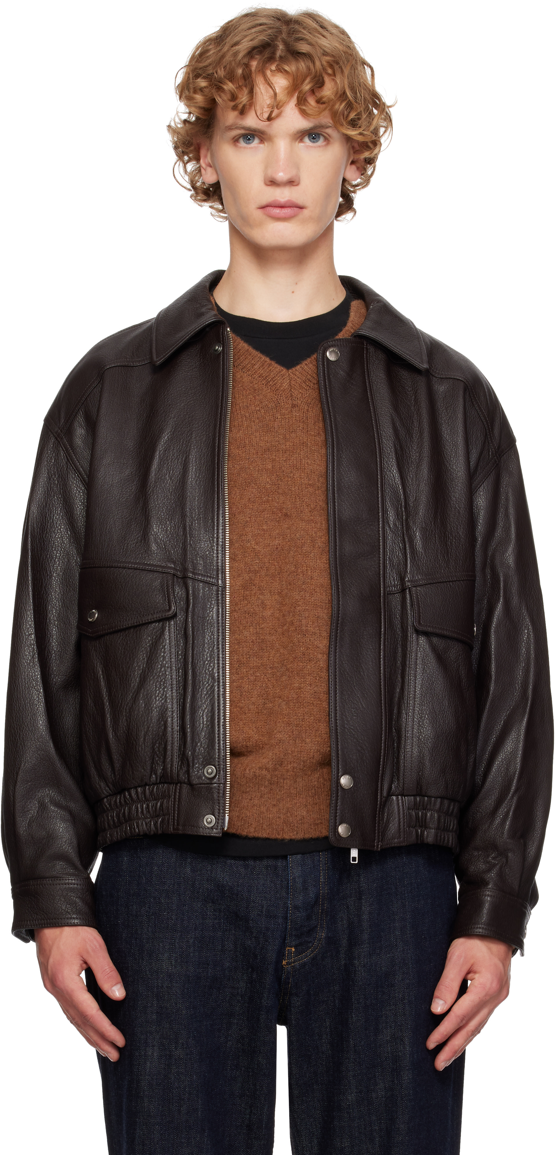 Dunst: Brown Oversized Vintage Leather Jacket | SSENSE