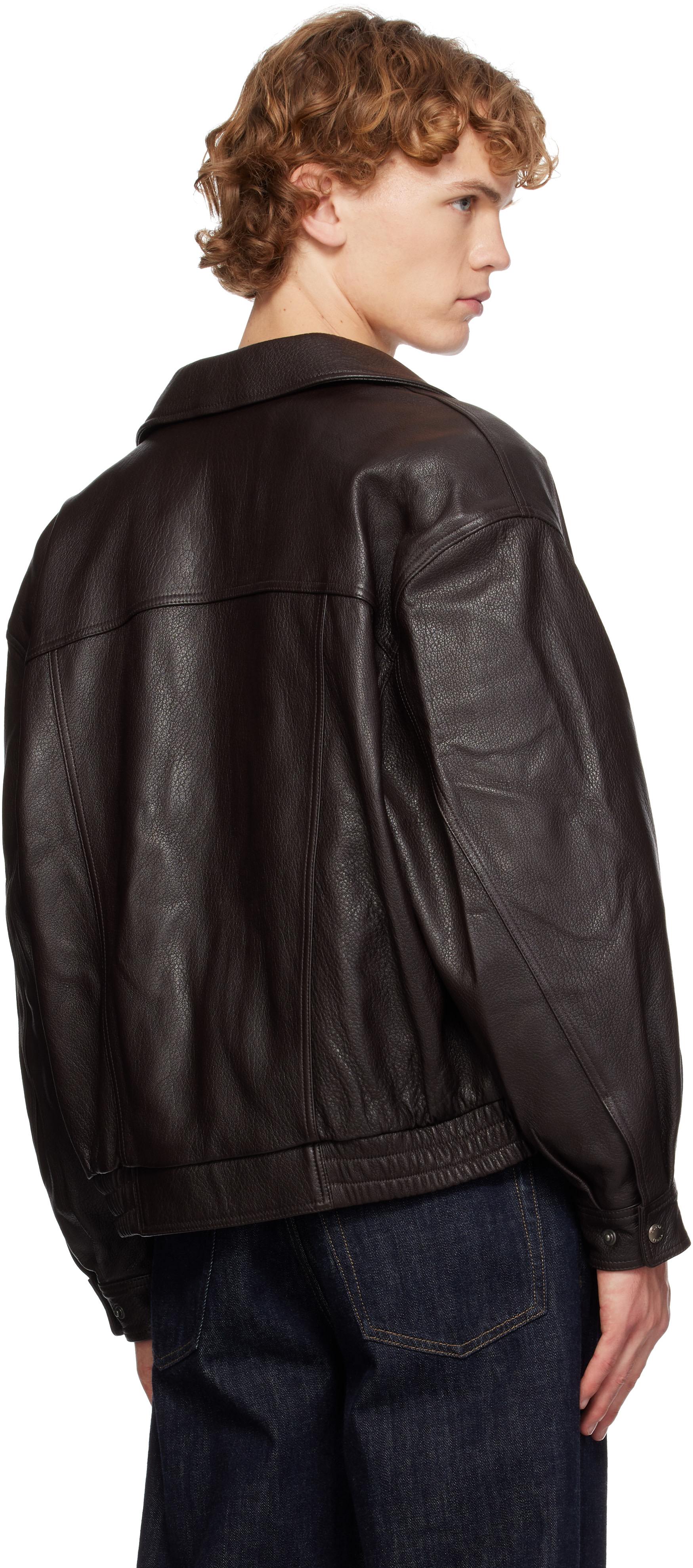【新品未使用】DUNST OVERSIZED LEATHER レザージャケット Dunst: ブラウン オーバーサイズ ヴィンテージ レザージャケット