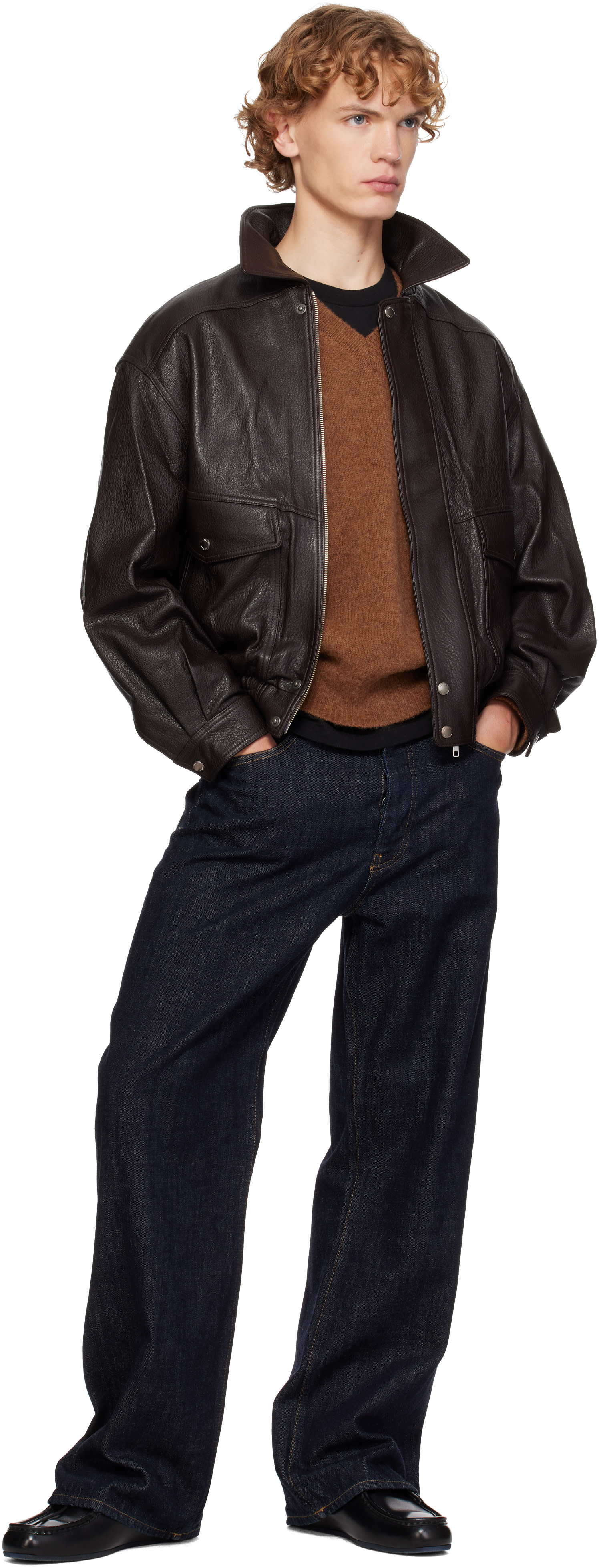 Dunst: Brown Oversized Vintage Leather Jacket | SSENSE