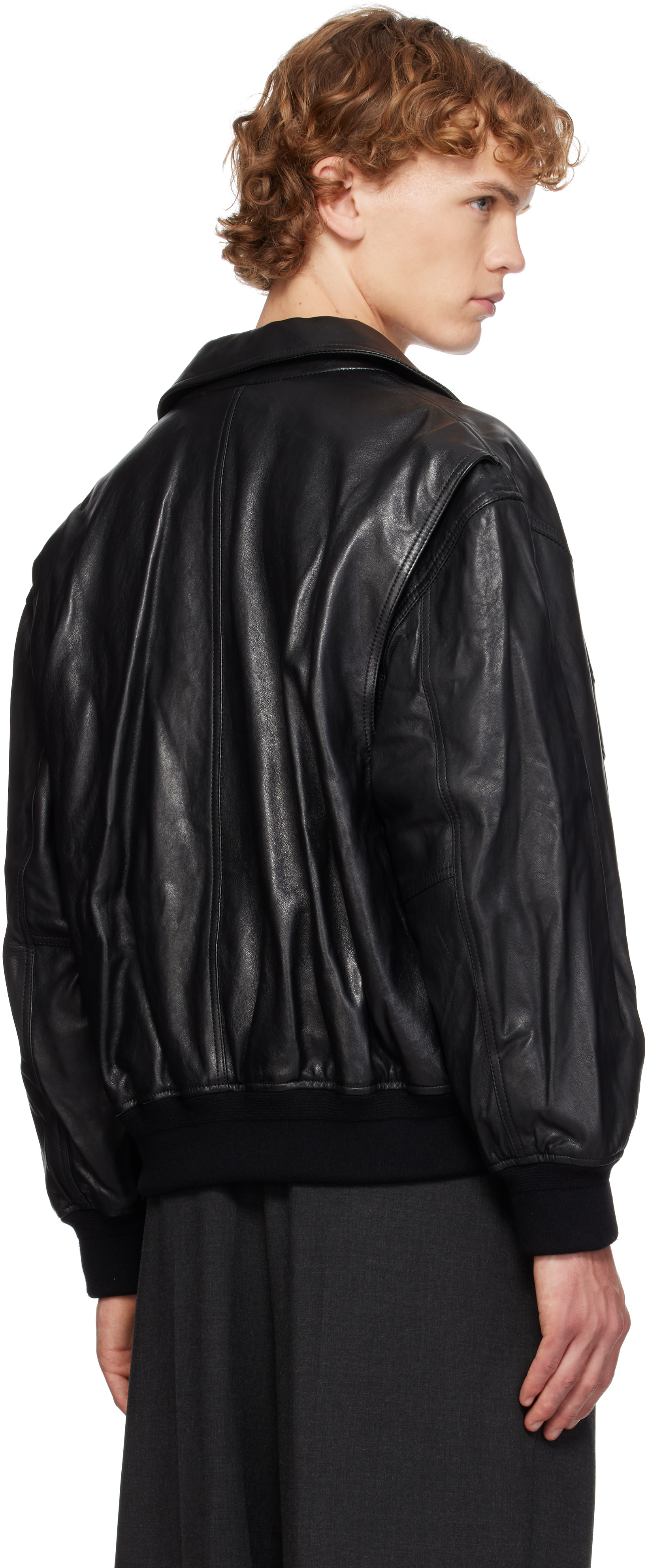 Dunst - Black Stand Collared Leather Jacket