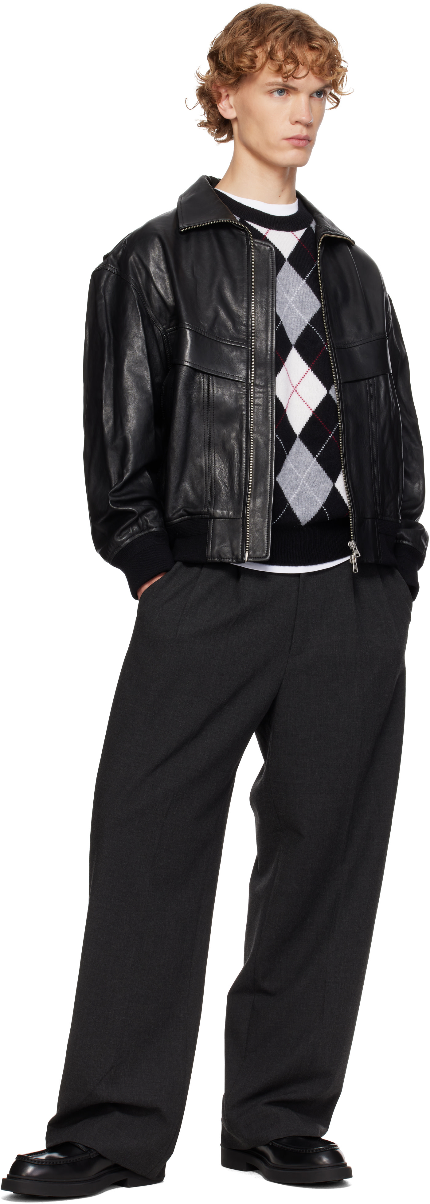 Dunst - Black Stand Collared Leather Jacket