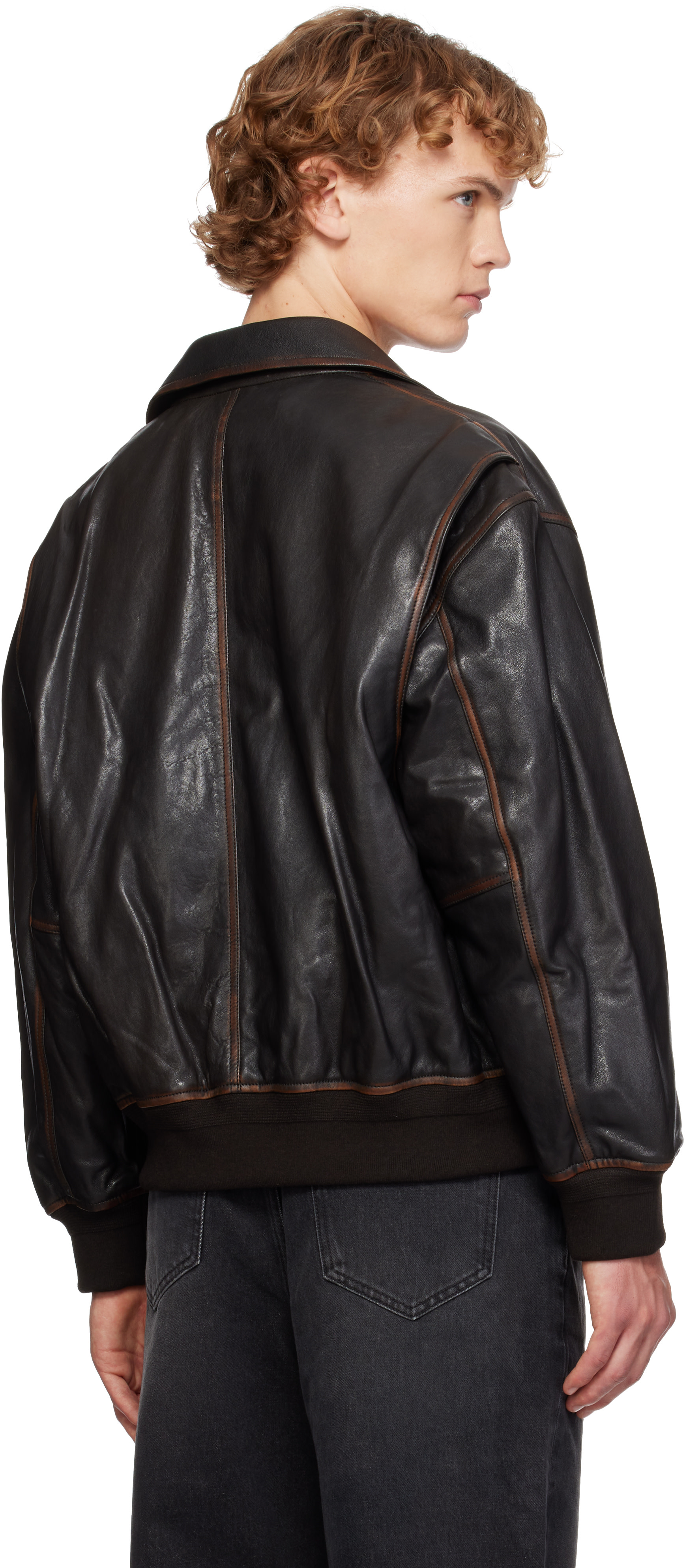 Dunst - Brown Stand Collared Leather Jacket