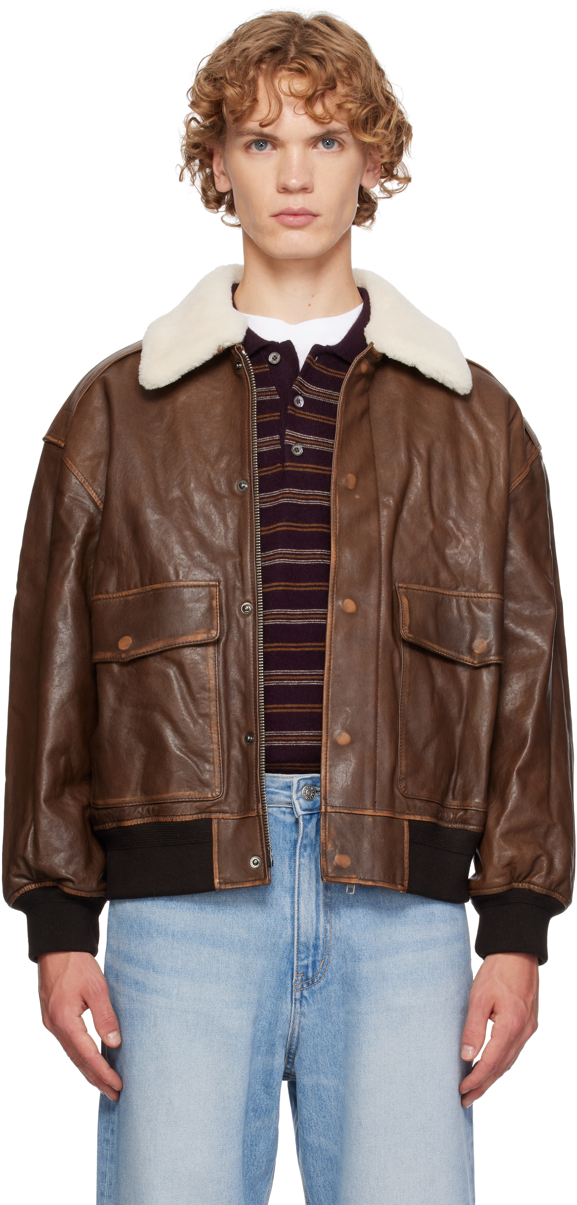 Dunst - Brown Detachable A-2 Leather Jacket