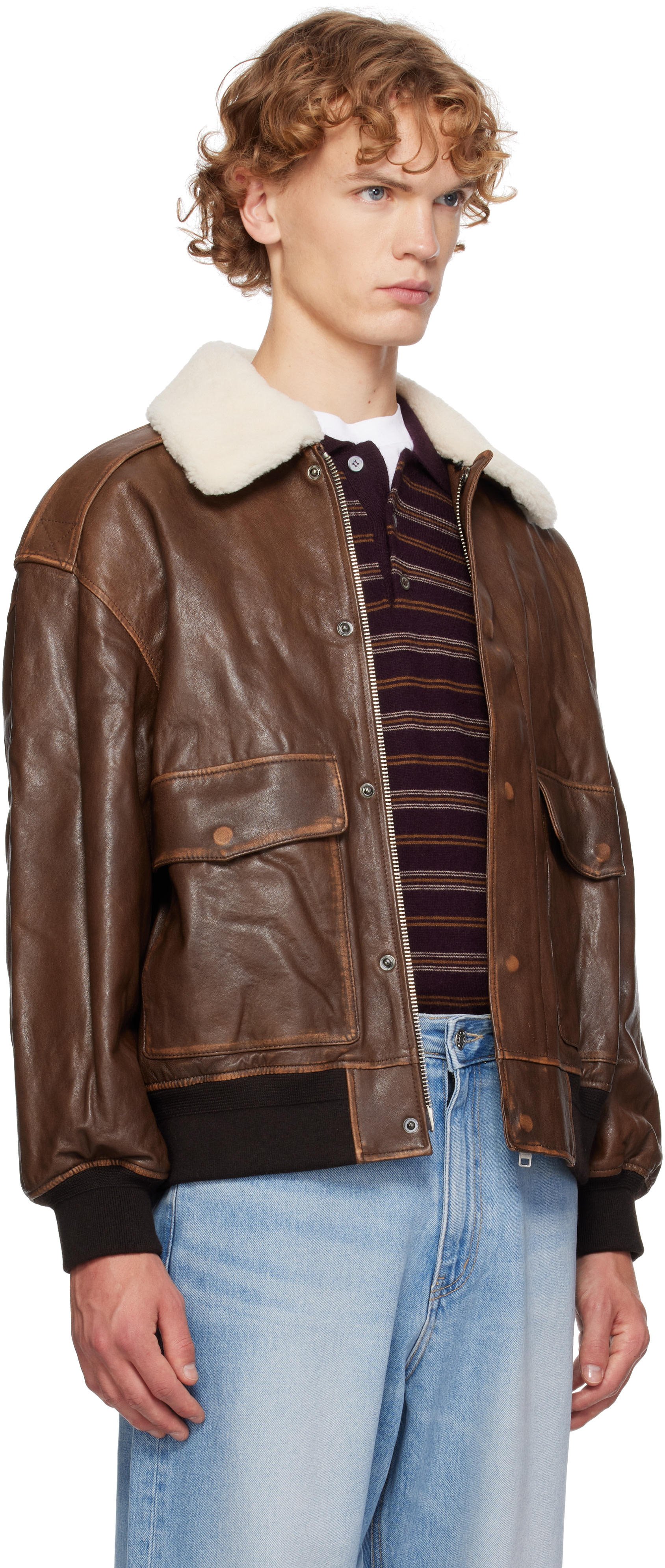 Dunst - Brown Detachable A-2 Leather Jacket