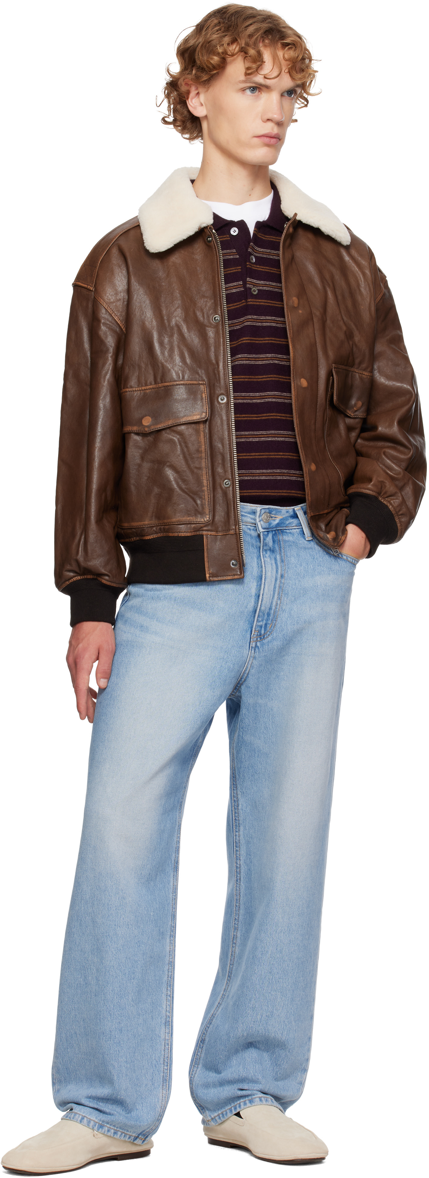 Dunst - Brown Detachable A-2 Leather Jacket