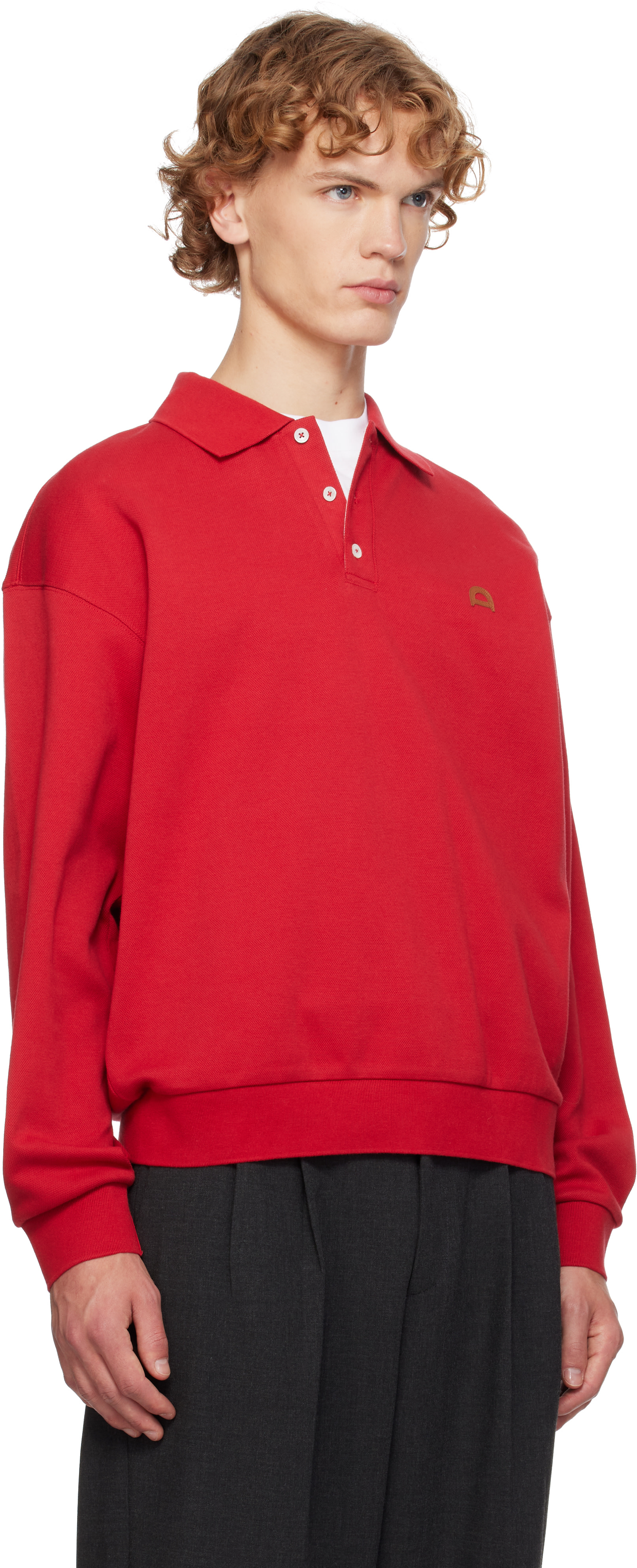 Dunst - Red Leather Logo Collared Polo