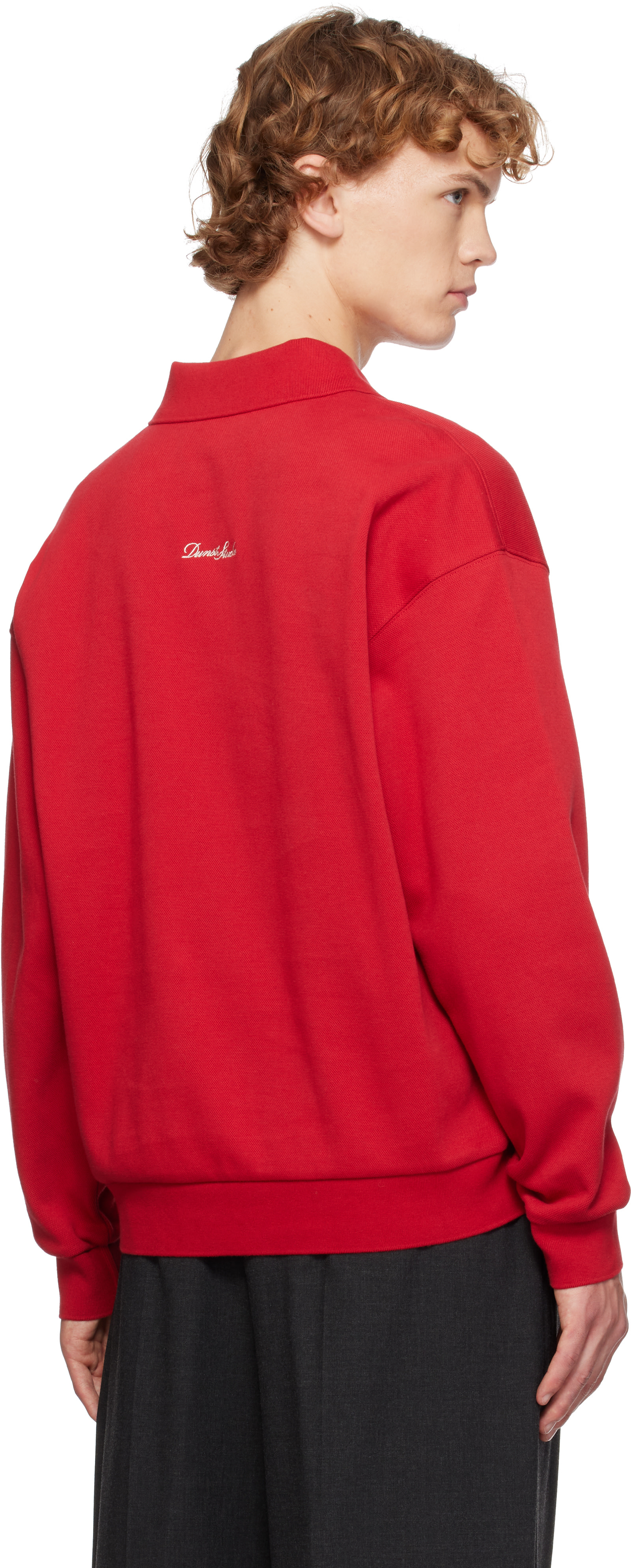 Dunst - Red Leather Logo Collared Polo