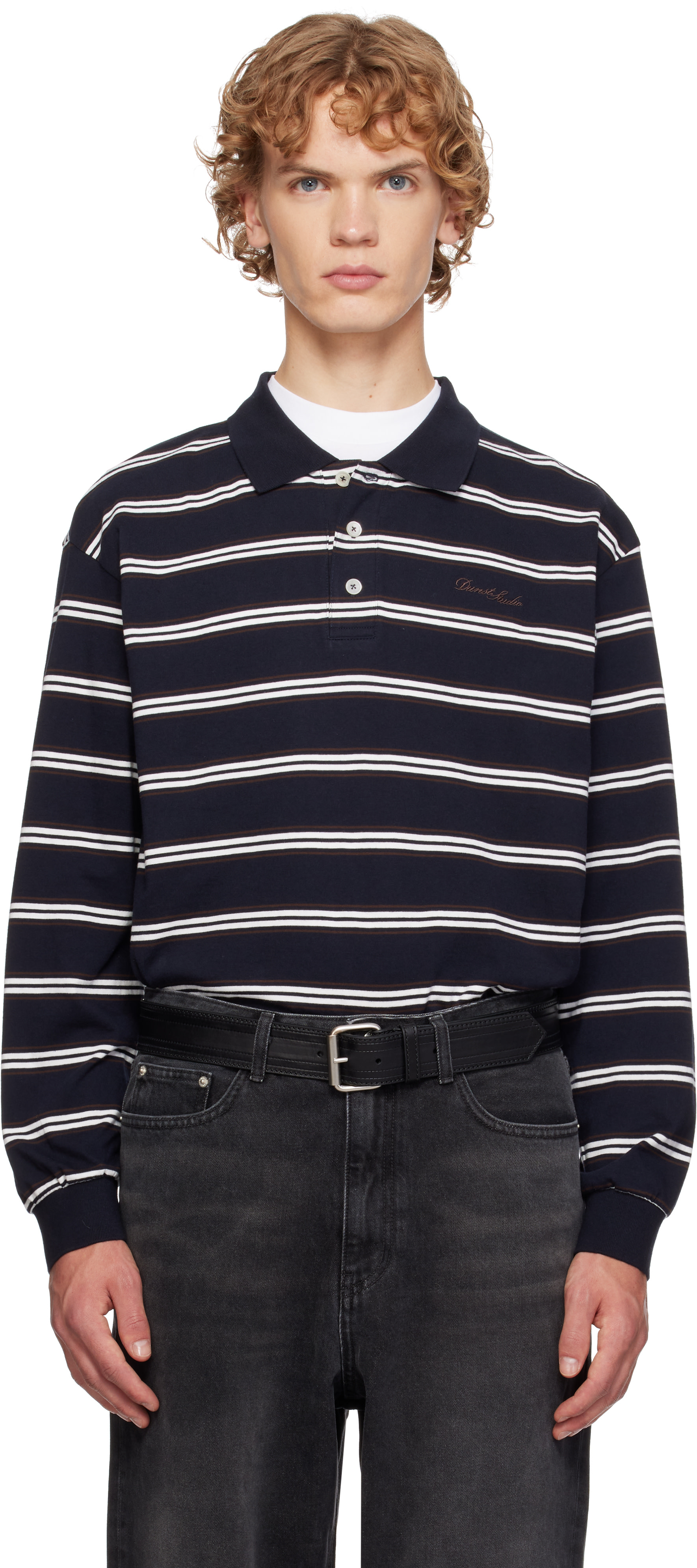 Dunst - Navy Stripe Collared Polo