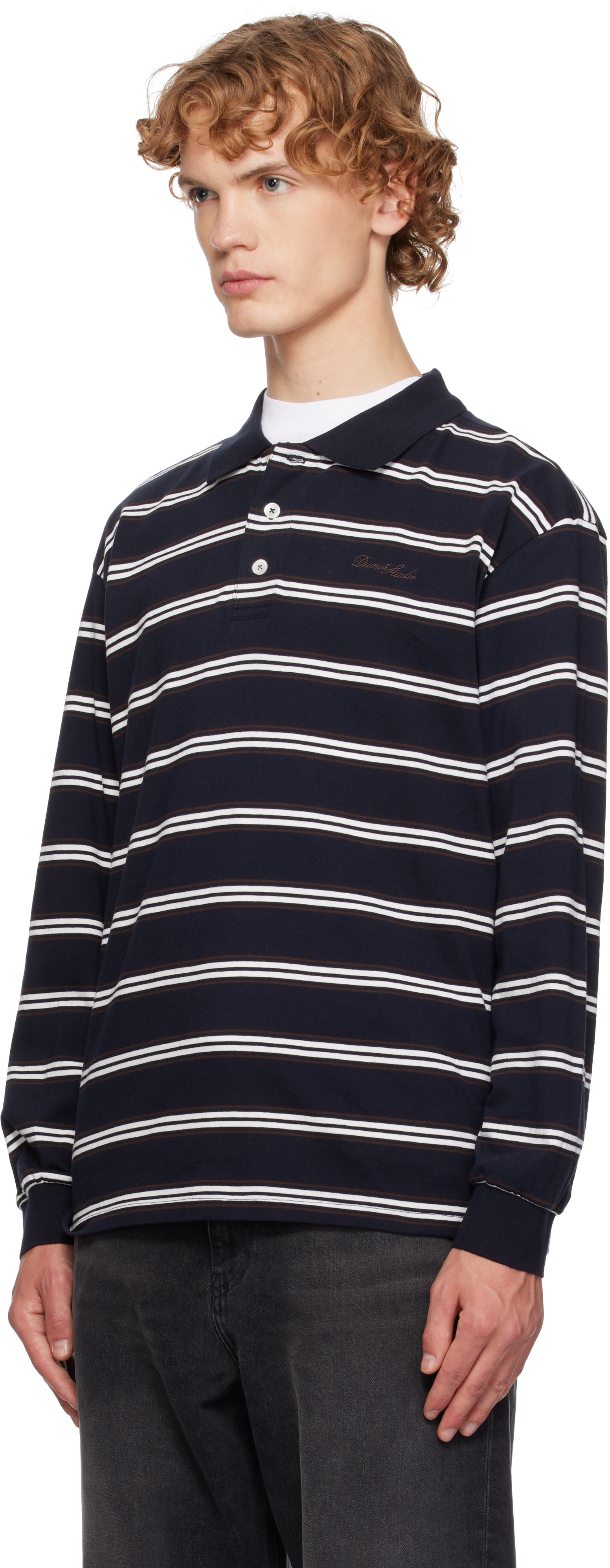 Dunst - Navy Stripe Collared Polo