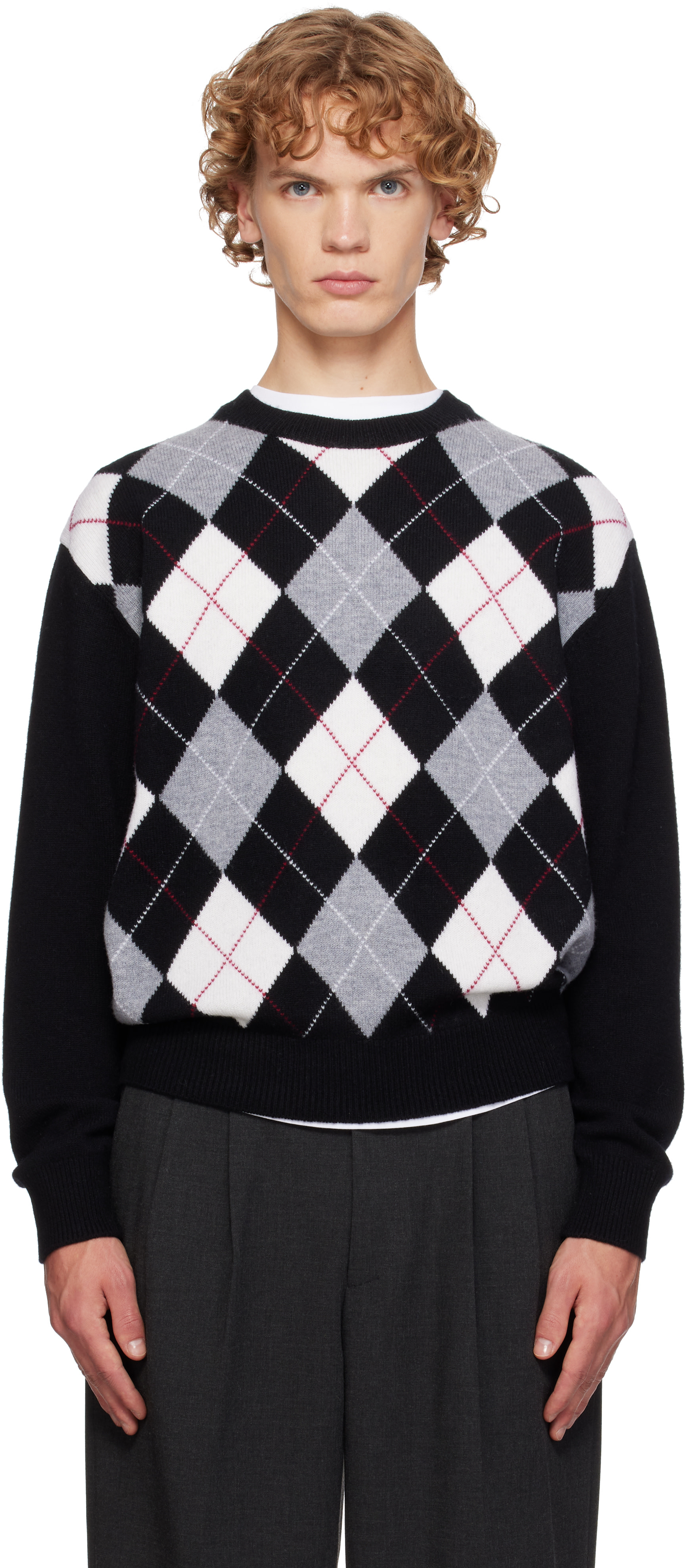 Dunst - Black Argyle Crew Neck Sweater