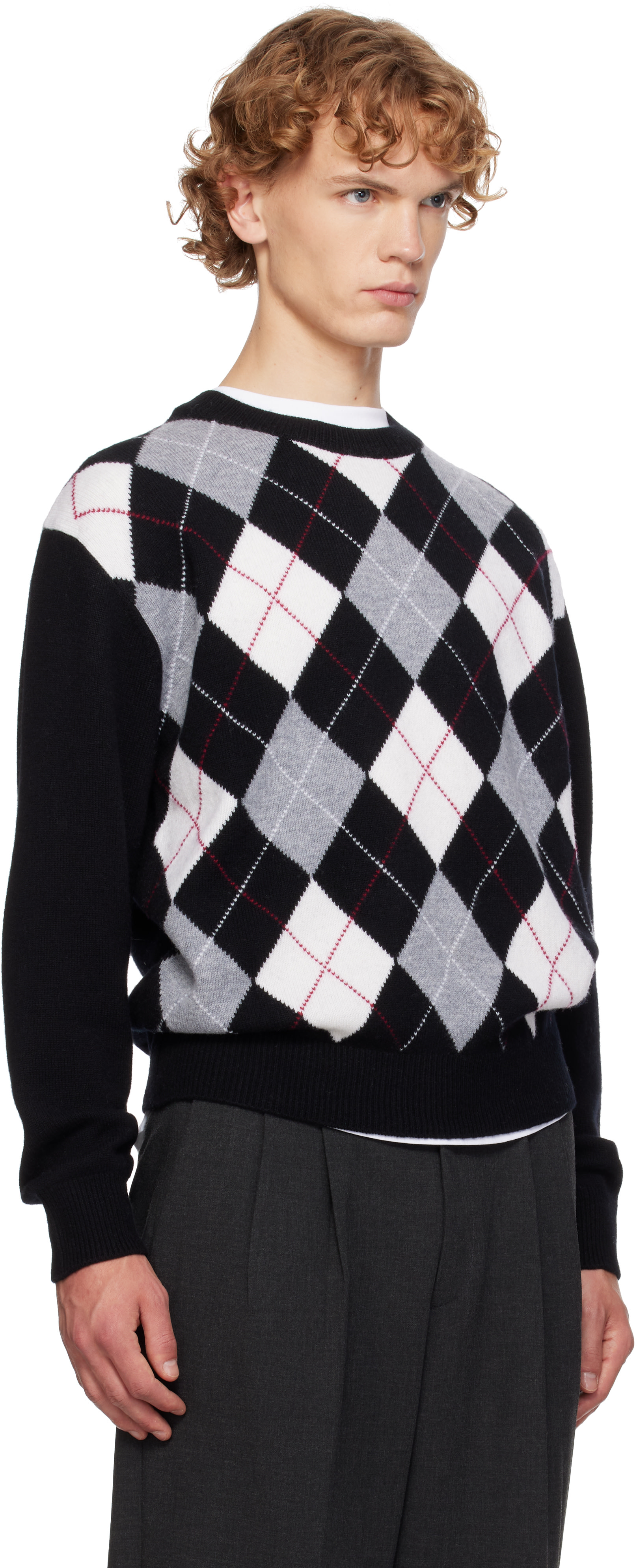 Dunst - Black Argyle Crew Neck Sweater