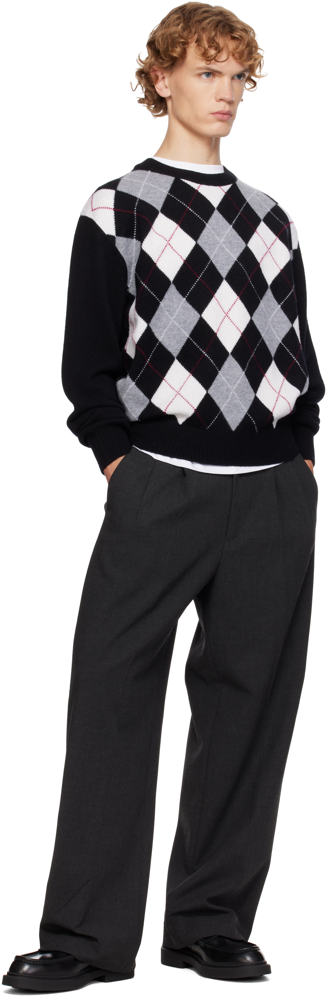 Dunst - Black Argyle Crew Neck Sweater
