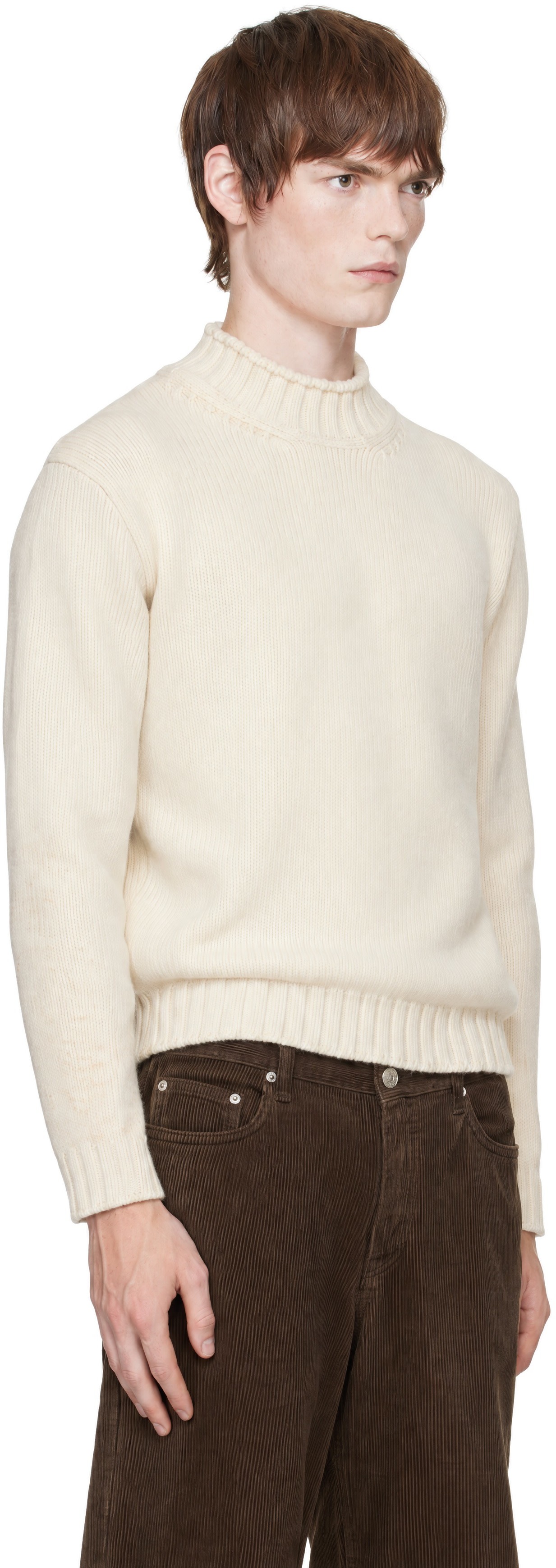 Dunst - Off-White Unisex Chunky Roll Neck Sweater