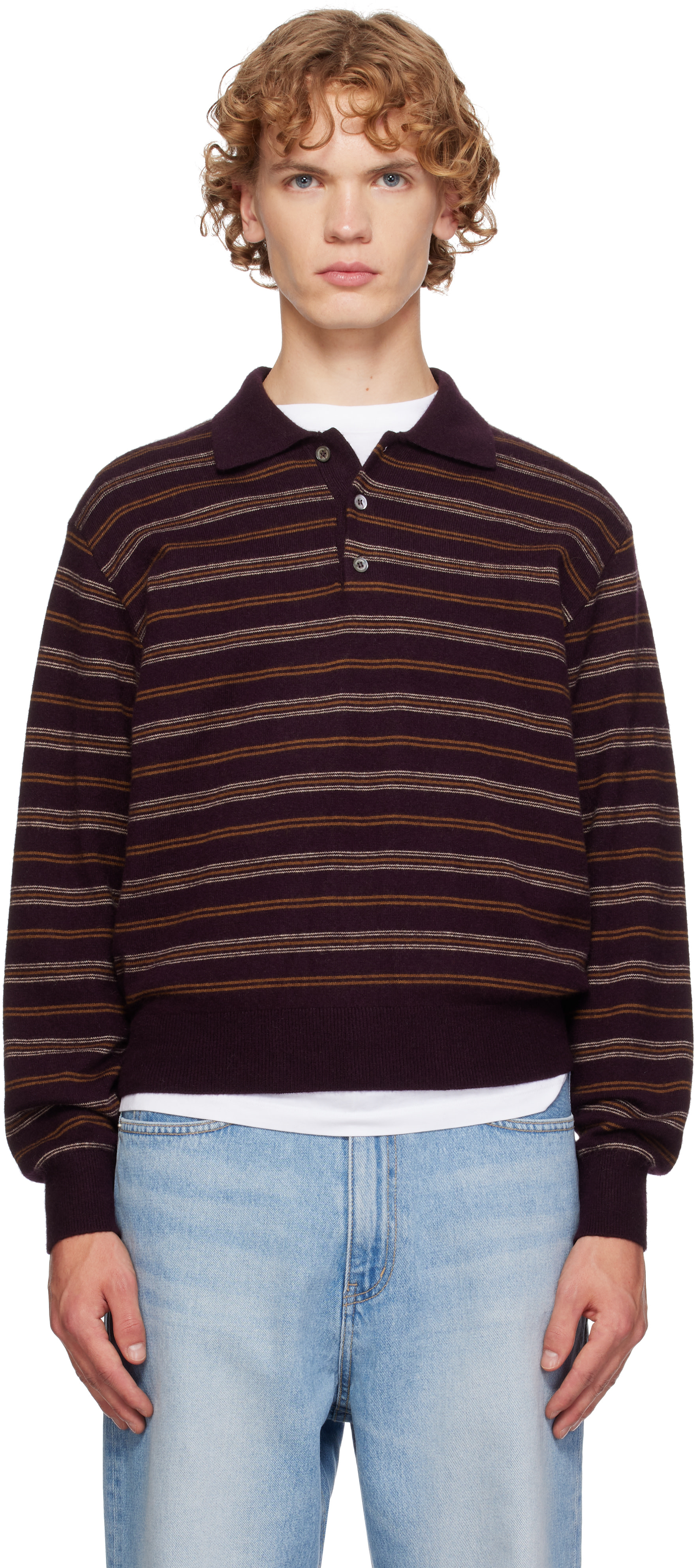 Dunst - Brown Collared Striped Polo
