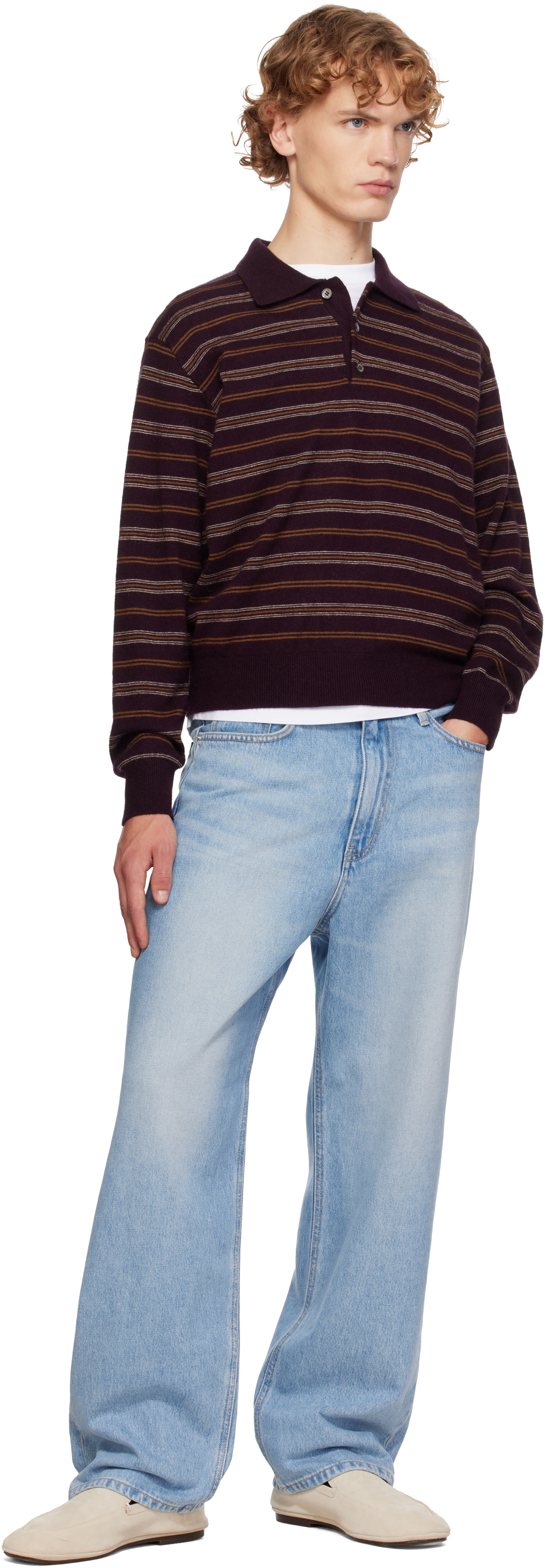 Dunst - Brown Collared Striped Polo