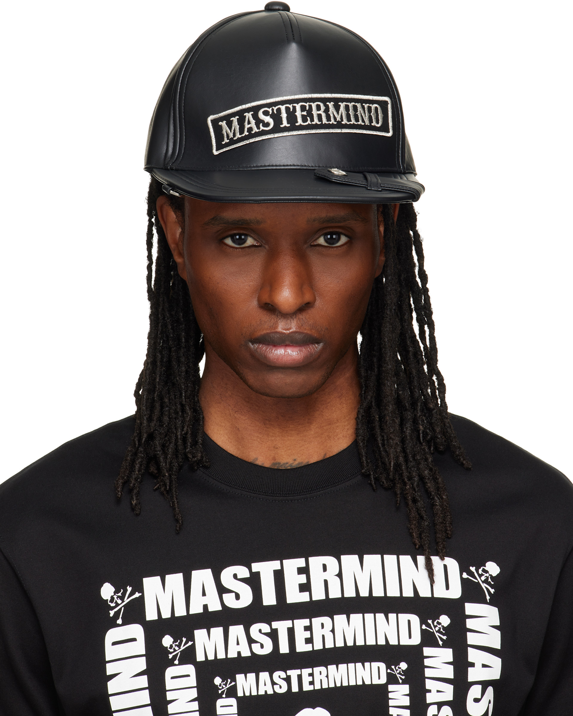 MASTERMIND WORLD - Black Faux-Leather Cap