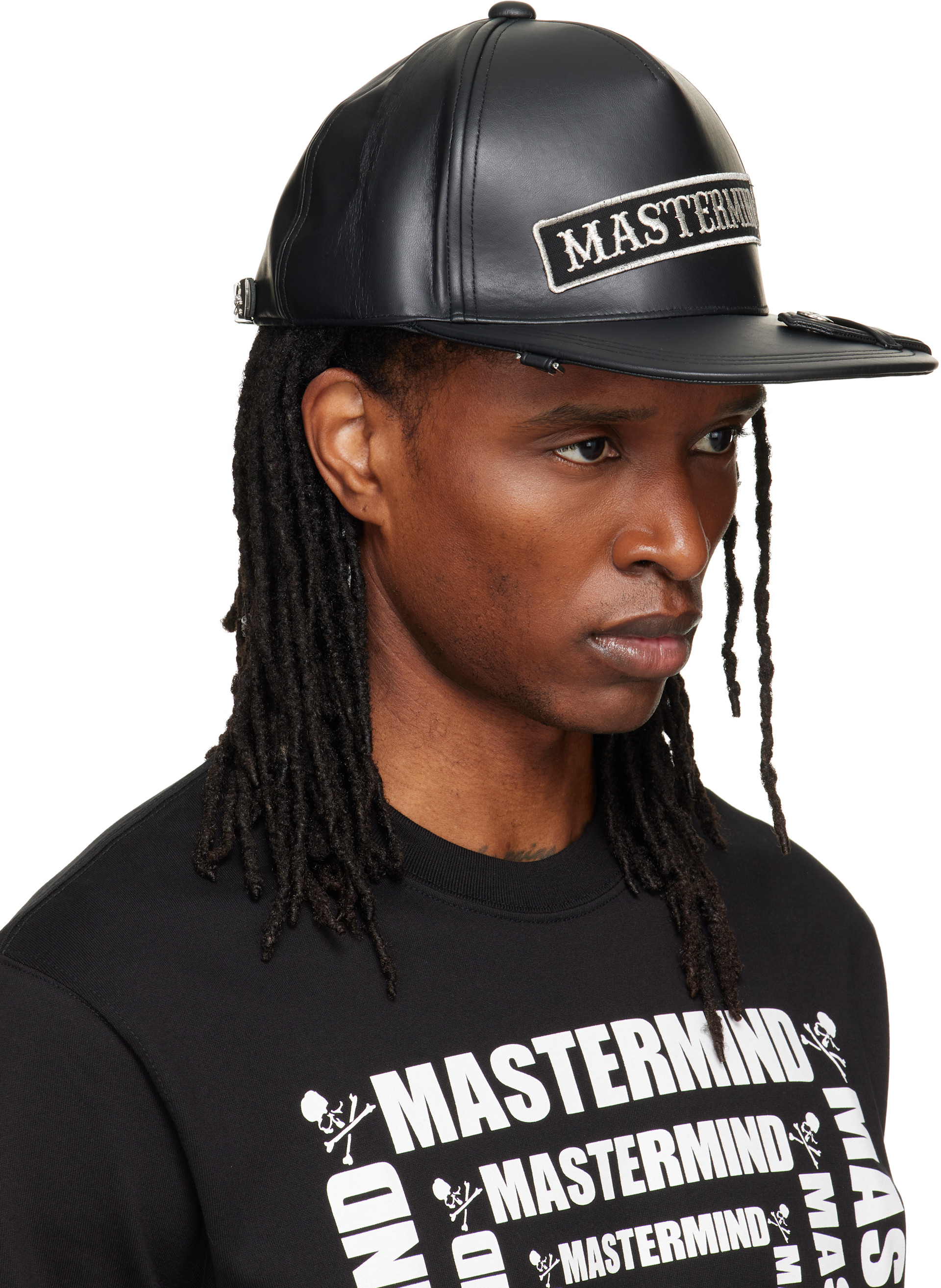 MASTERMIND WORLD - Black Faux-Leather Cap