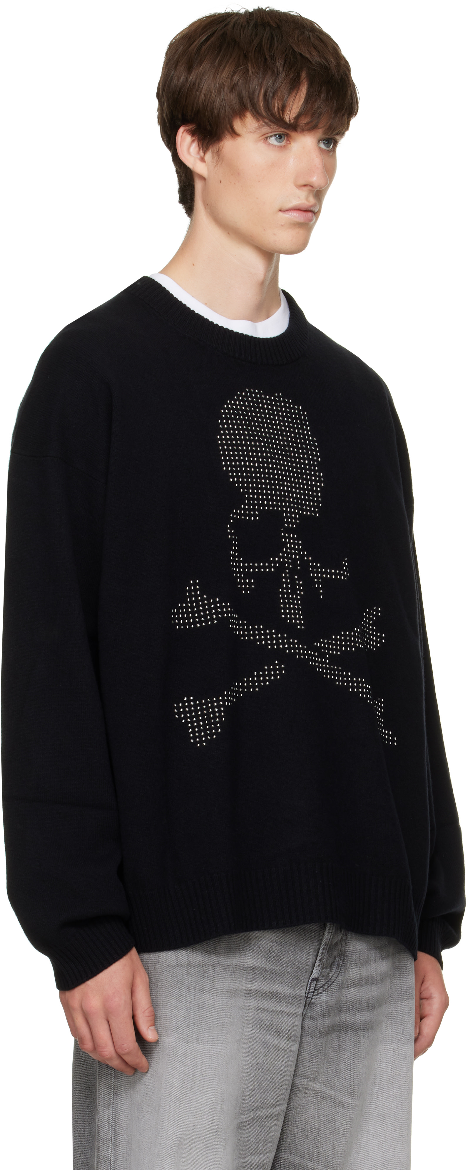 MASTERMIND WORLD - Black Beaded Crewneck Sweater