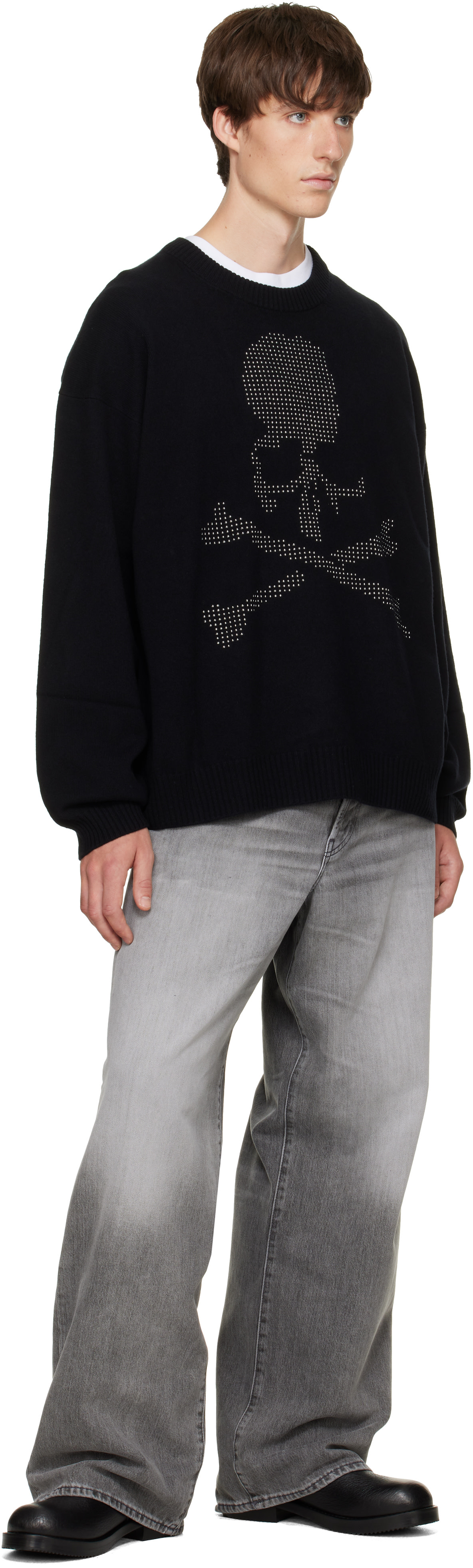 MASTERMIND WORLD - Black Beaded Crewneck Sweater