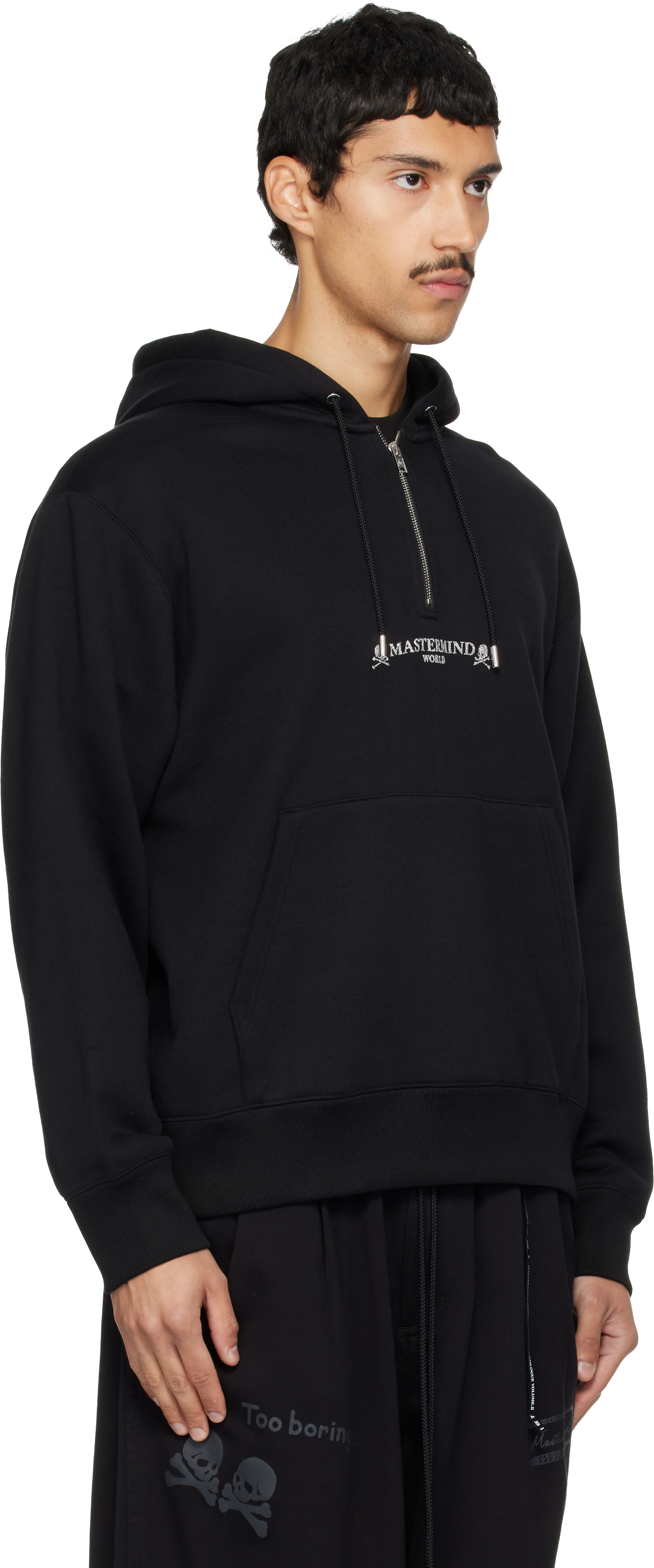 MASTERMIND WORLD - Black MW Loopwheel Half-Zip Hoodie