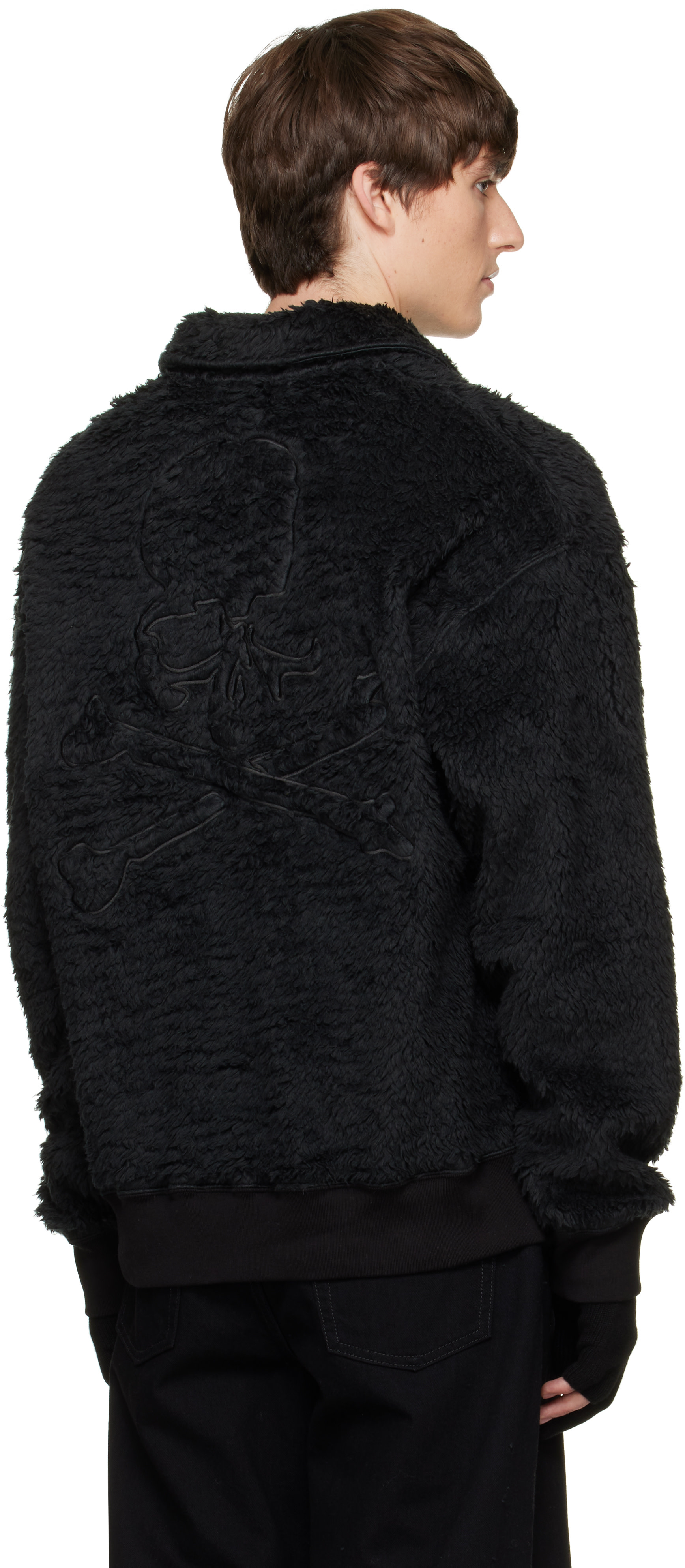 MASTERMIND WORLD - Black Shaggy Half-Zip Polo