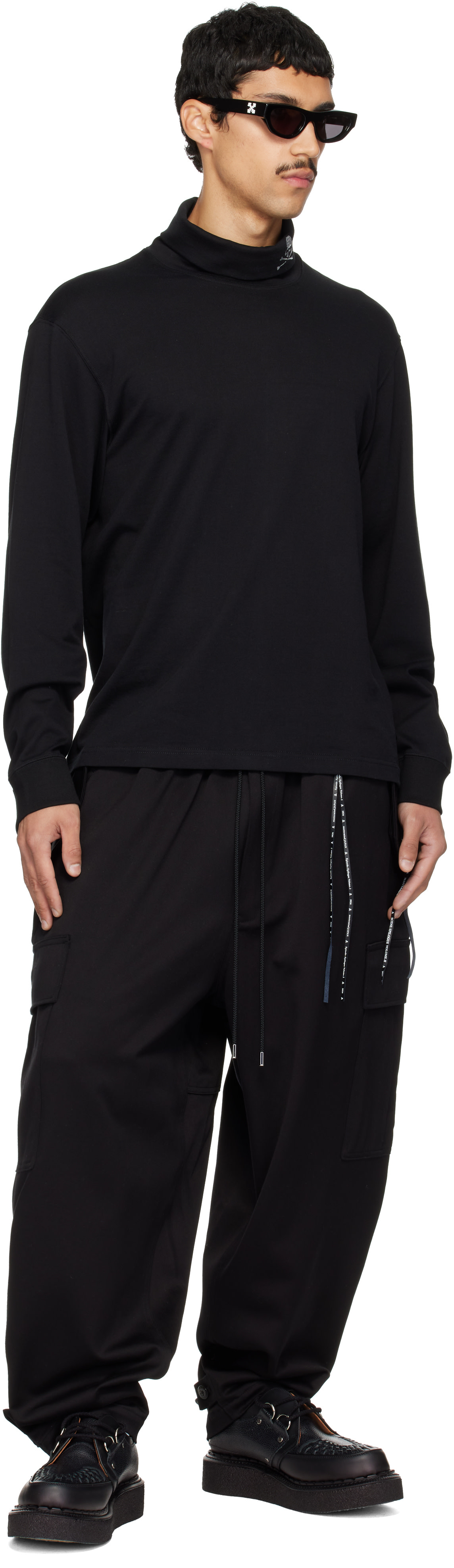 MASTERMIND WORLD - Black Loopwheel Turtleneck