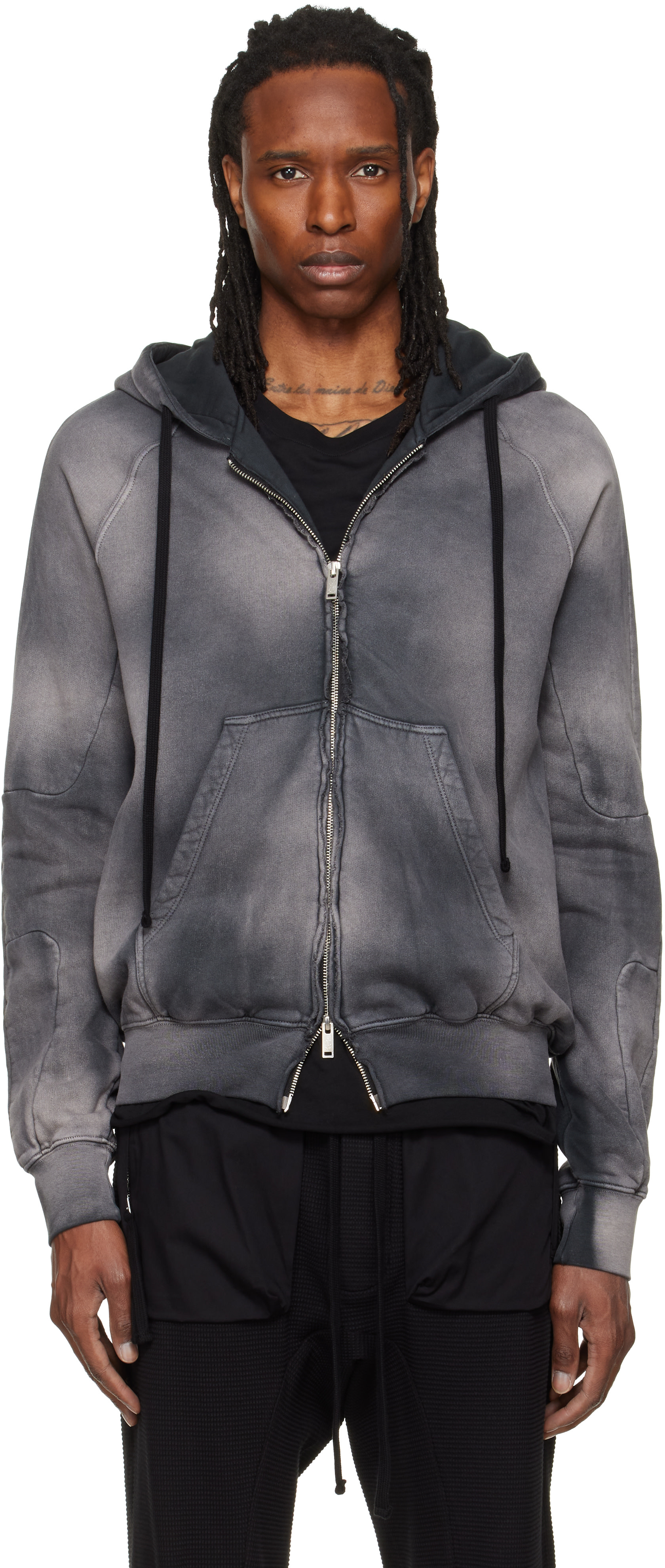 トップス thom/krom Multi-Layered Hooded Cut-Sewn thom/krom: Gray SJ 711 Hoodie | SSENSE