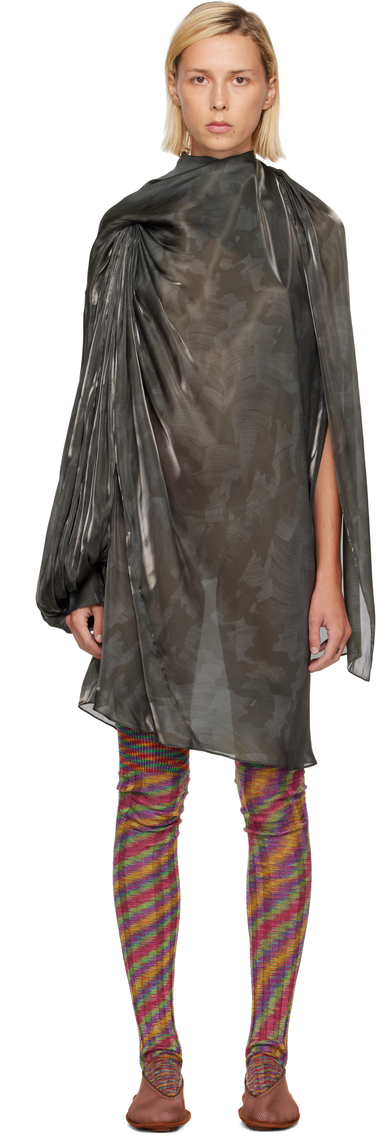 Kiko Kostadinov: Gray Caspian Minidress | SSENSE