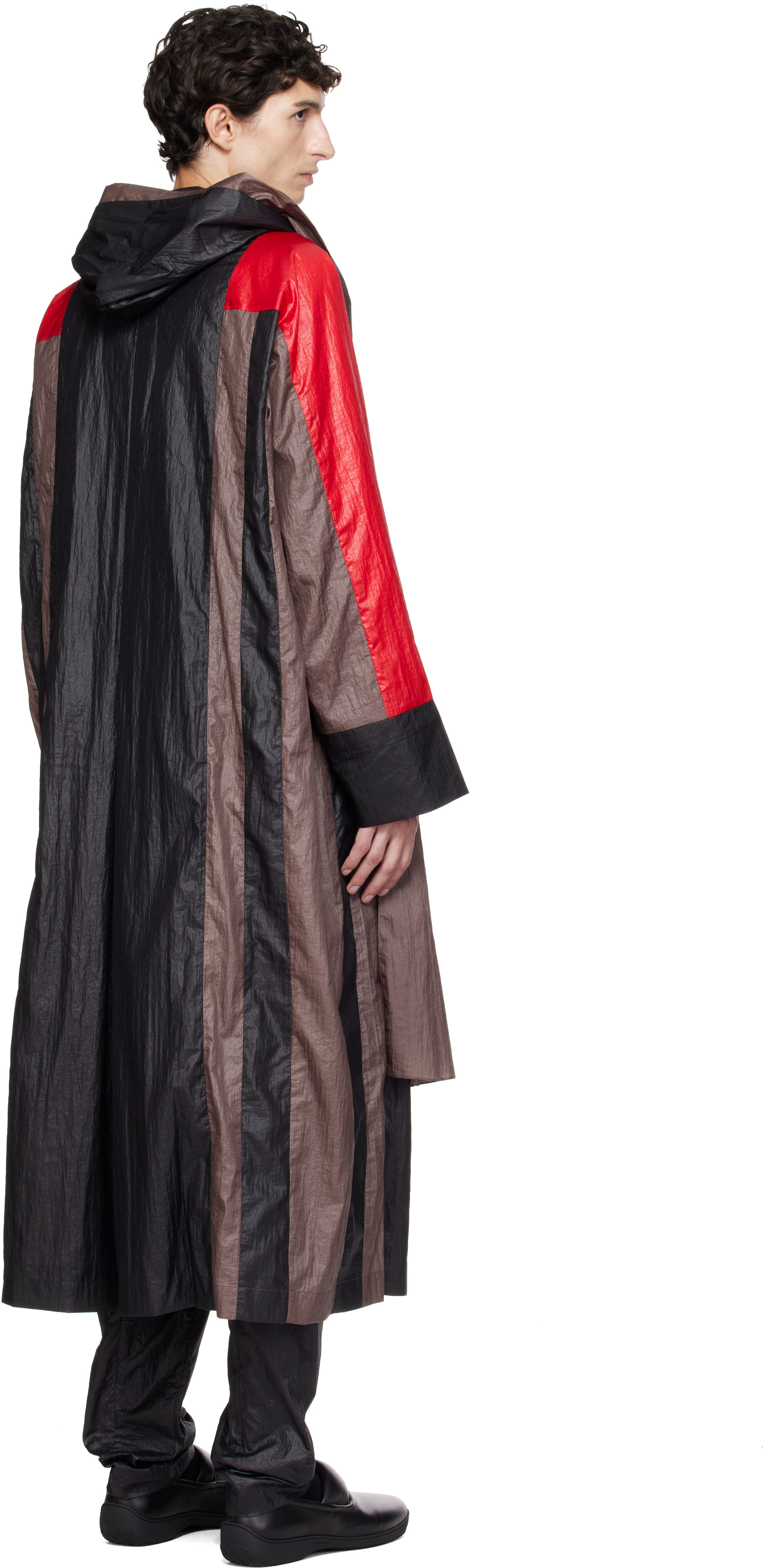 Kiko Kostadinov: Brown & Red Hertel Stripe Coat | SSENSE