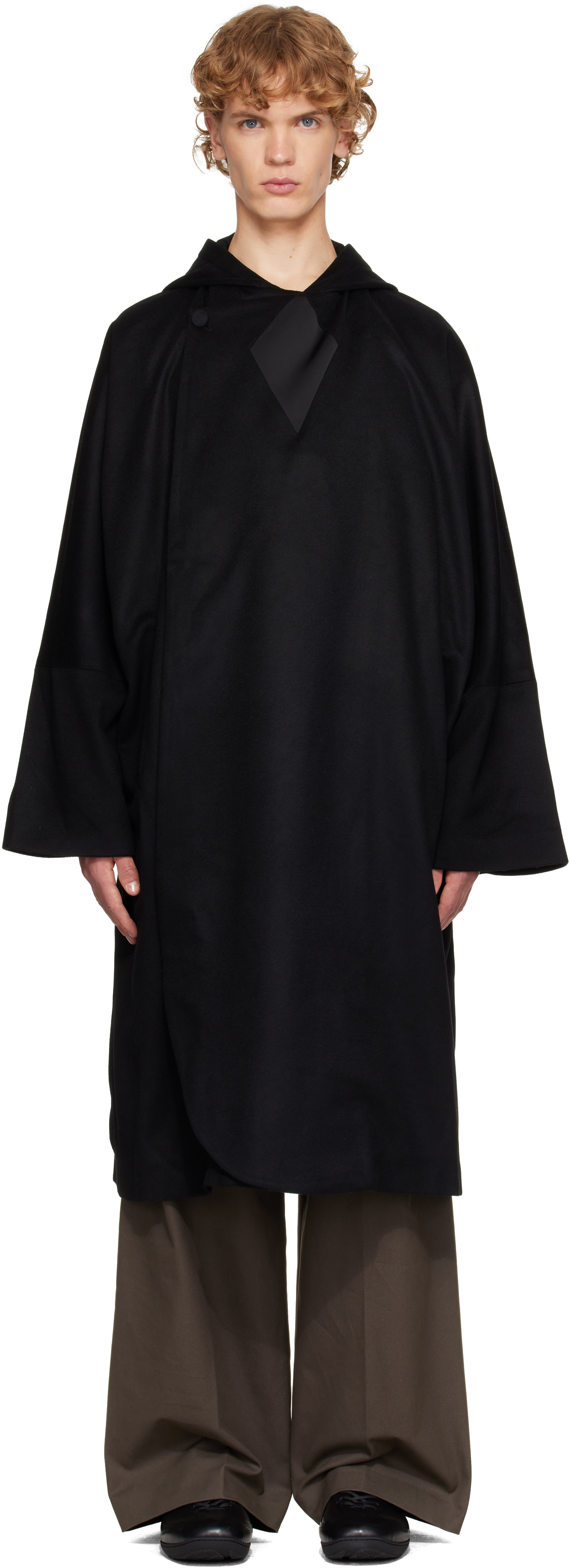 Kiko Kostadinov: Black Munno Hooded Coat | SSENSE