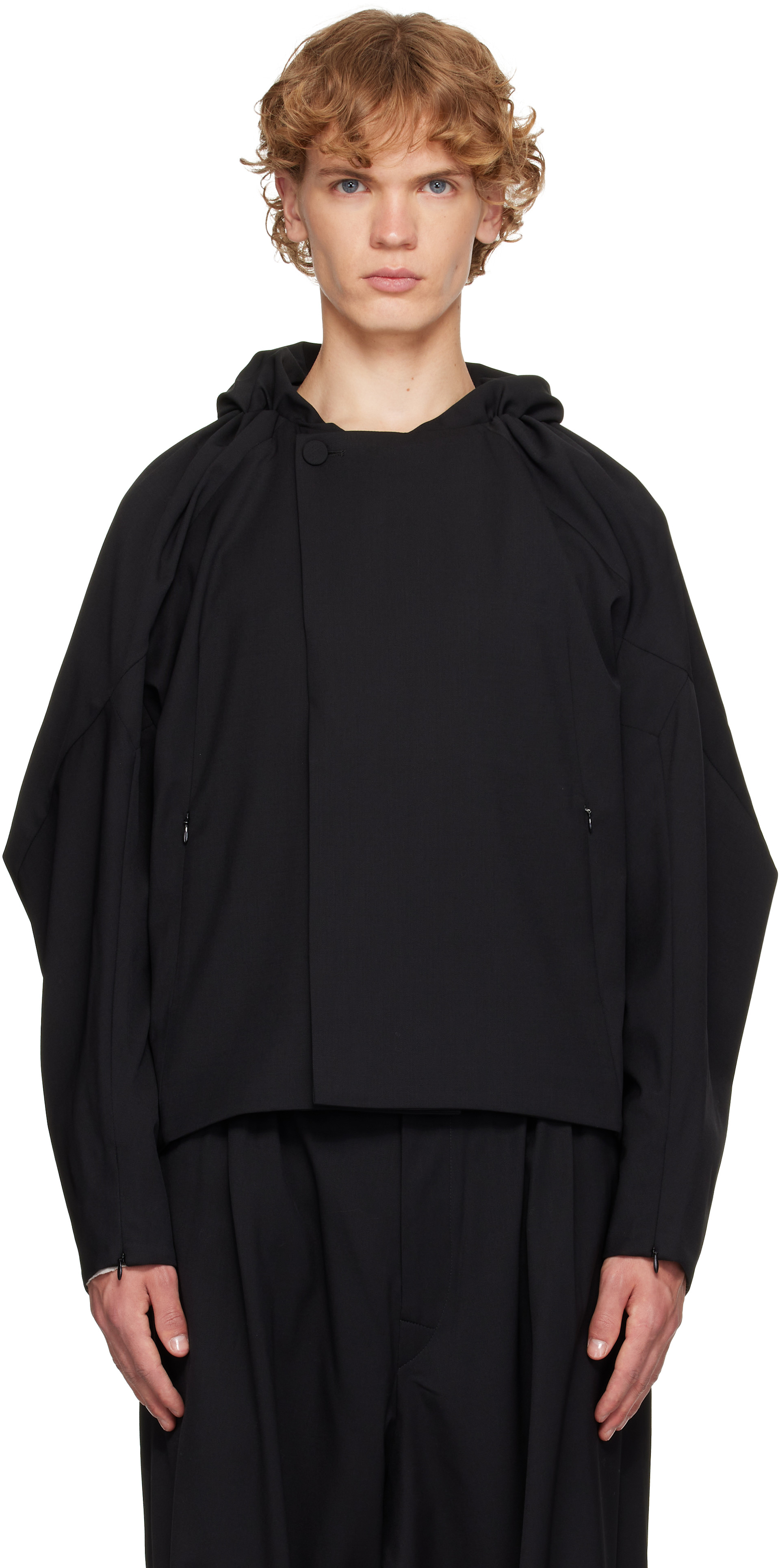 KIKO KOSTADINOV ジャケット Kiko Kostadinov: Black Helmond Gathered Blouson Jacket | SSENSE