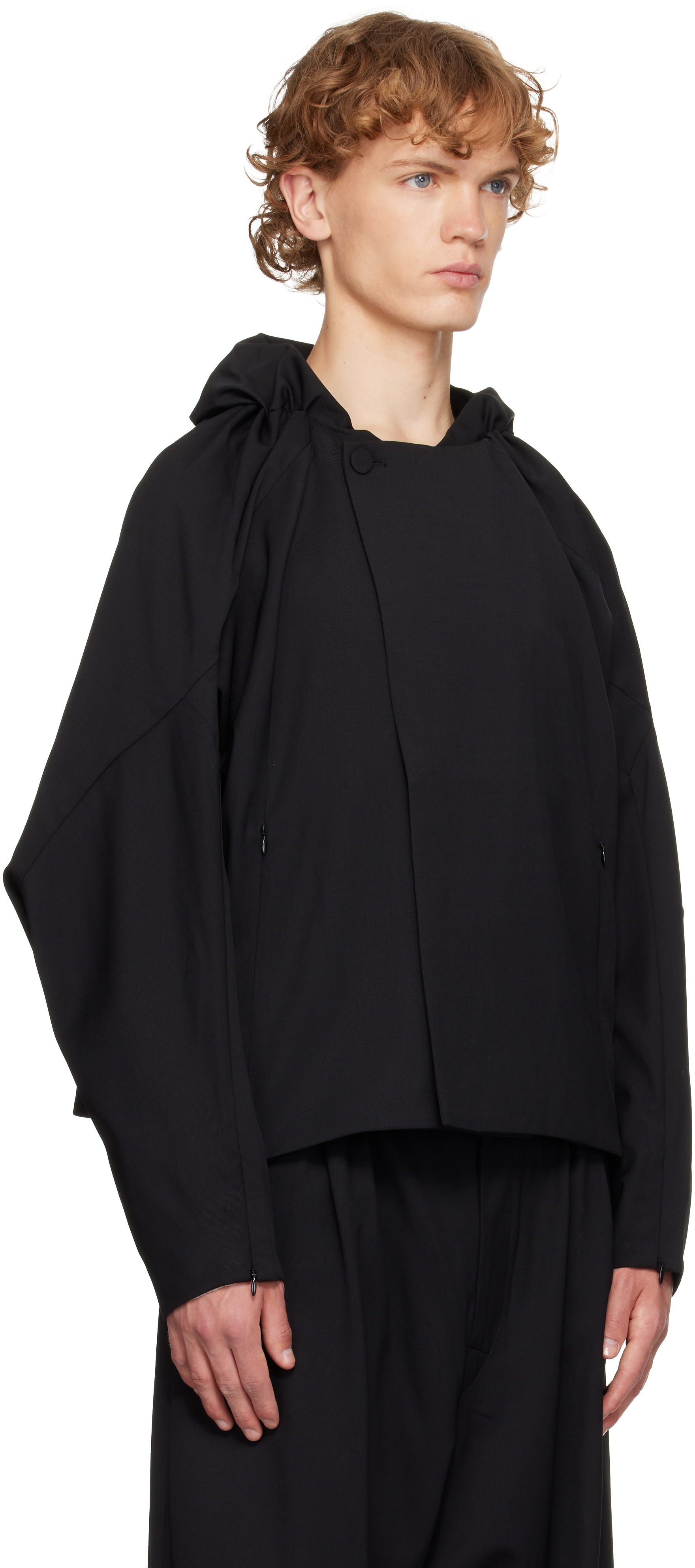Kiko Kostadinov: Black Helmond Gathered Blouson Jacket | SSENSE
