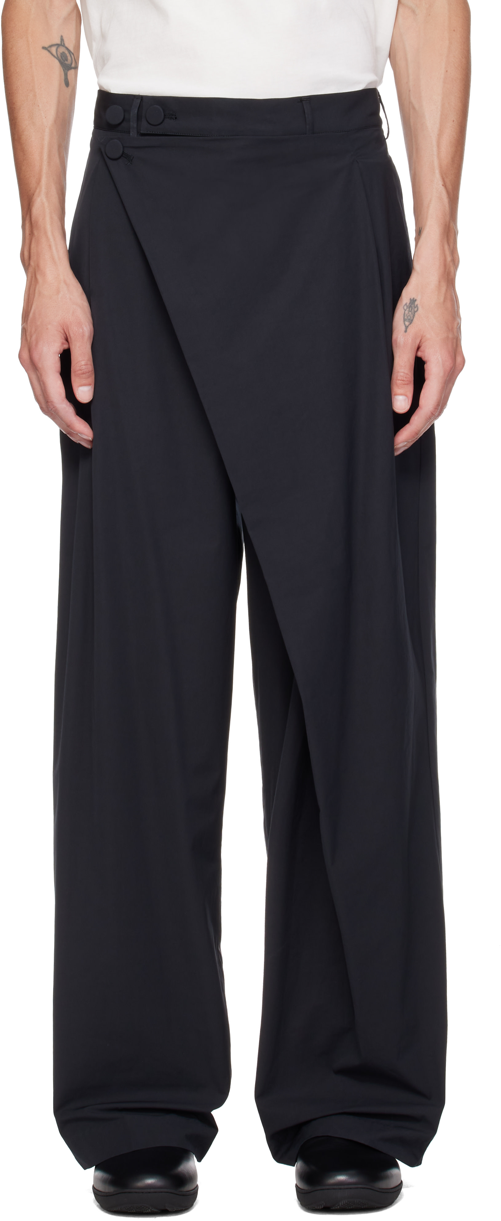 Kiko Kostadinov: Black Kippel Wrap Trousers | SSENSE Canada