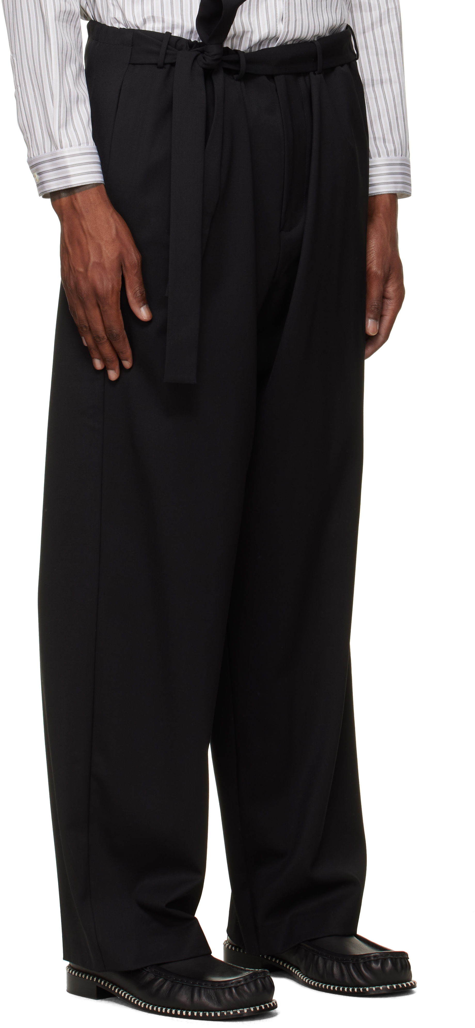 Kiko Kostadinov: Black Laan Gathered Trousers | SSENSE