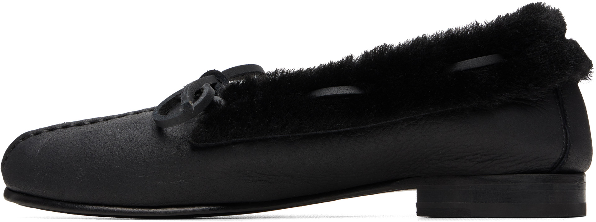 HEREU: Black Tilla Shearling Loafers | SSENSE