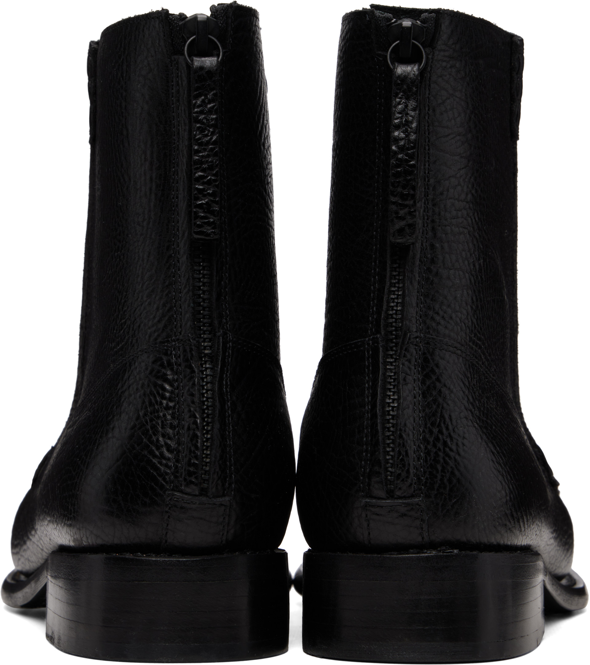 HEREU - Black Quadra Grainy Boots