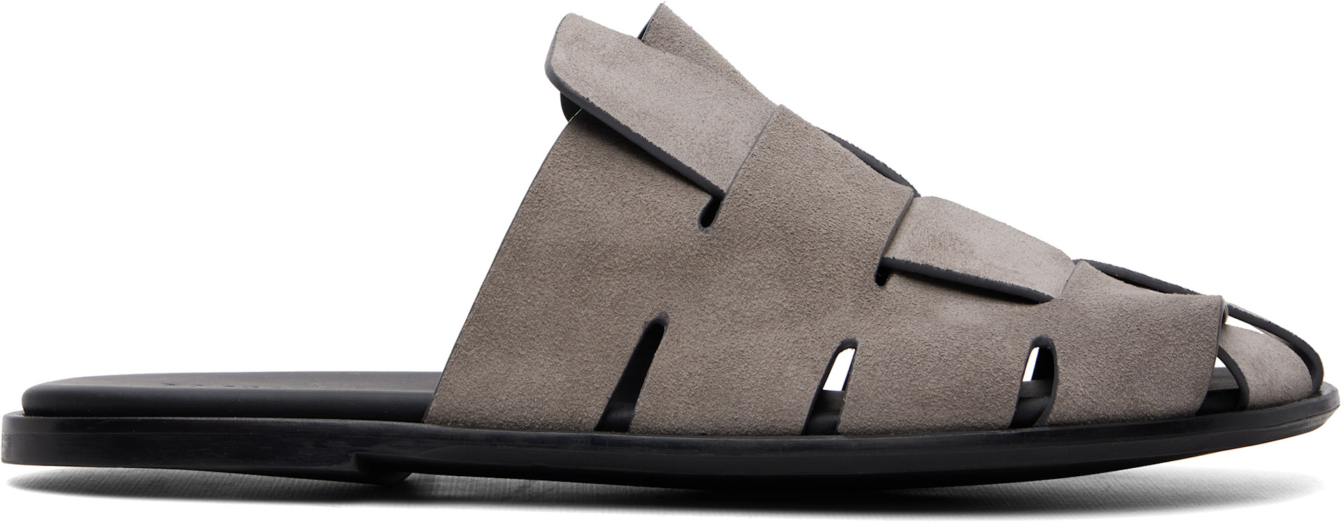 HEREU - Gray Dira Slim Suede Mule Loafers