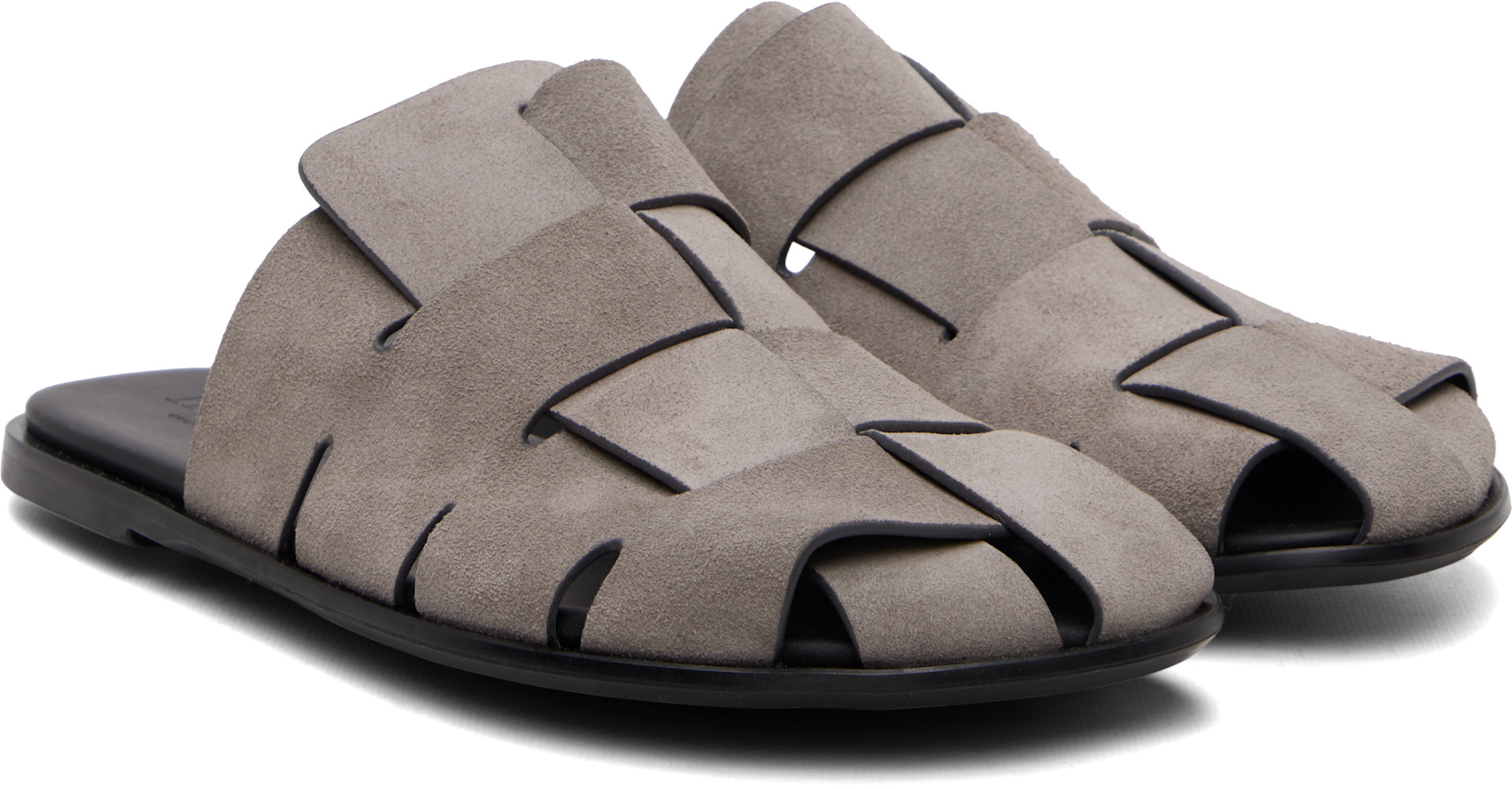 HEREU - Gray Dira Slim Suede Mule Loafers