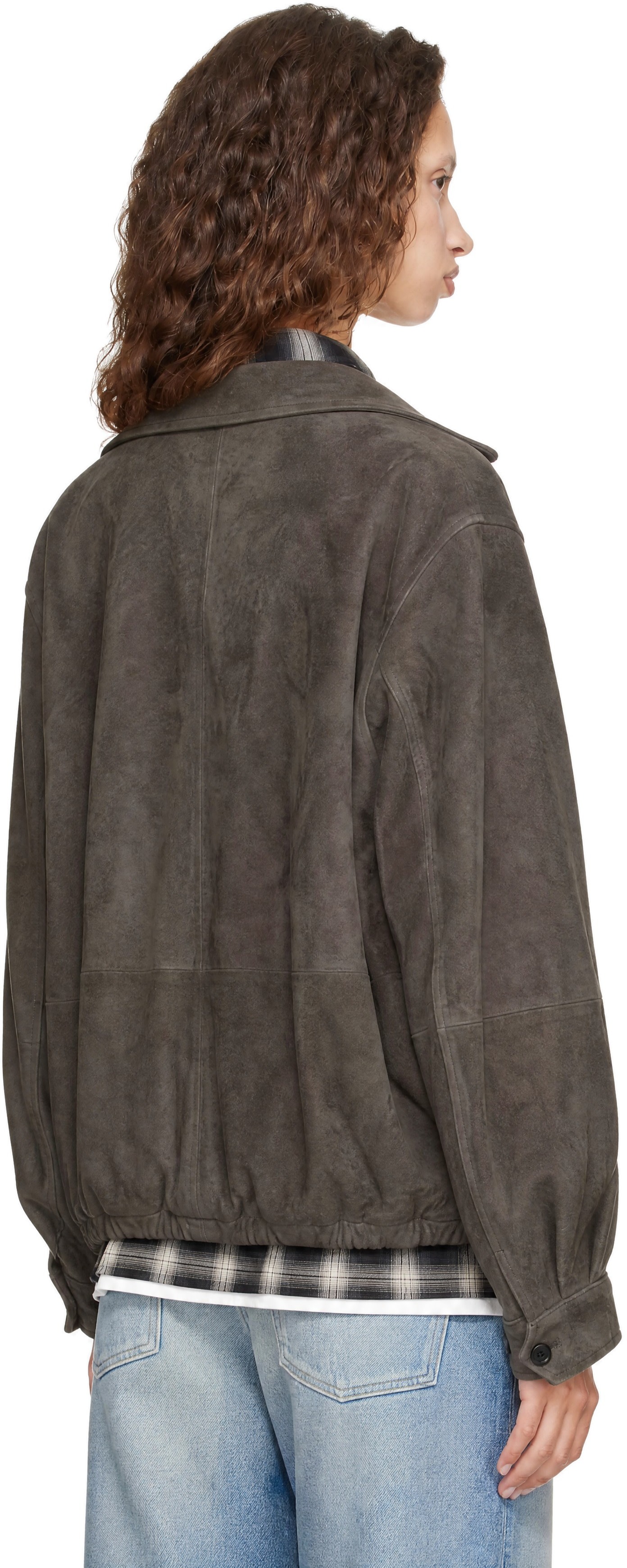 ssstein - Brown Goat Suede Zip Jacket