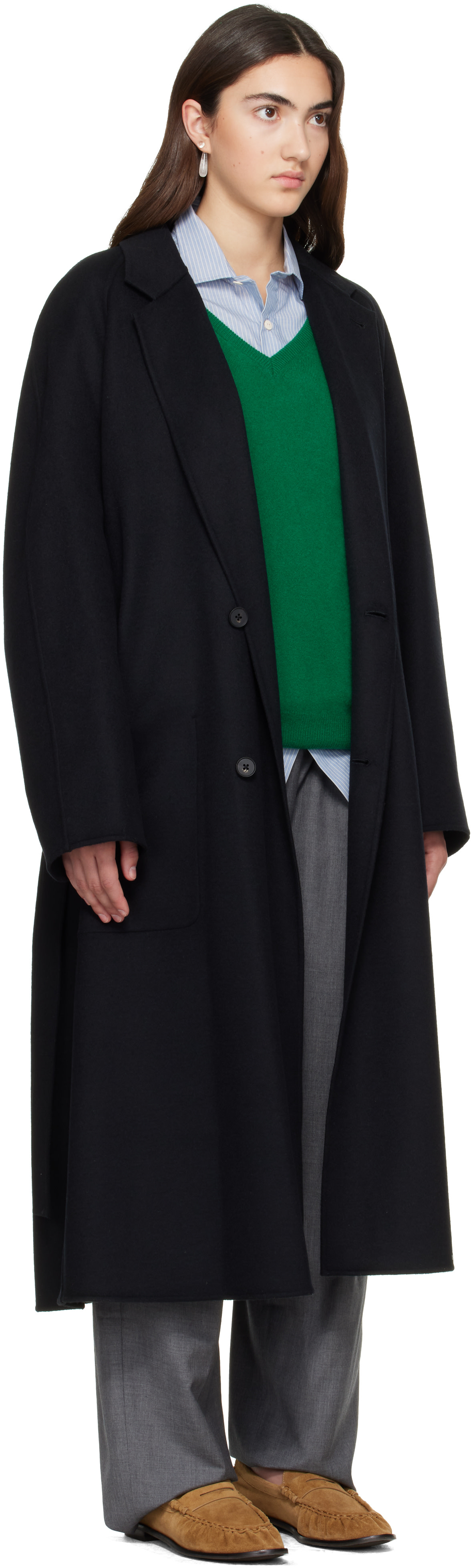 ssstein - Black W/CA Double Face Notch Lapel Coat